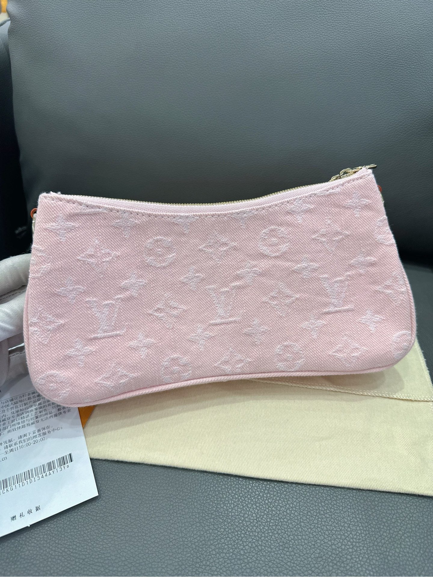 Louis Vuitton - LIV Pochette - Denim fabric with Vachetta leather trim - Pink - (small)