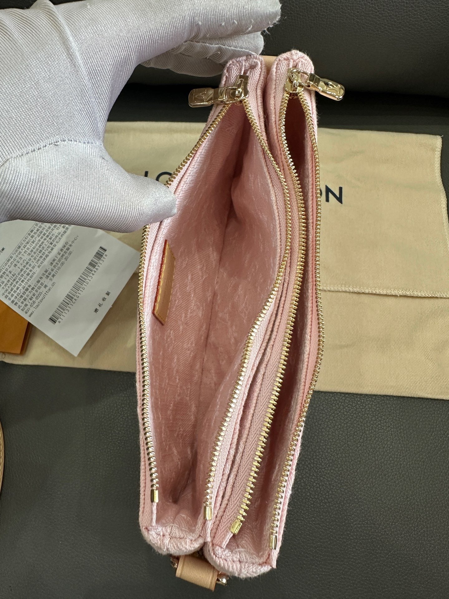 Louis Vuitton - LIV Pochette - Denim fabric with Vachetta leather trim - Pink - (small)