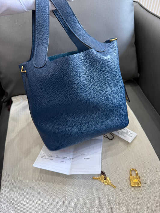 Hermès - Picotin Lock 18 - Leather - Blue - (mini)