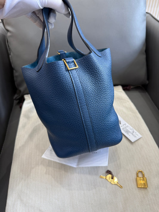 Hermès - Picotin Lock 18 - Leather - Blue - (mini)