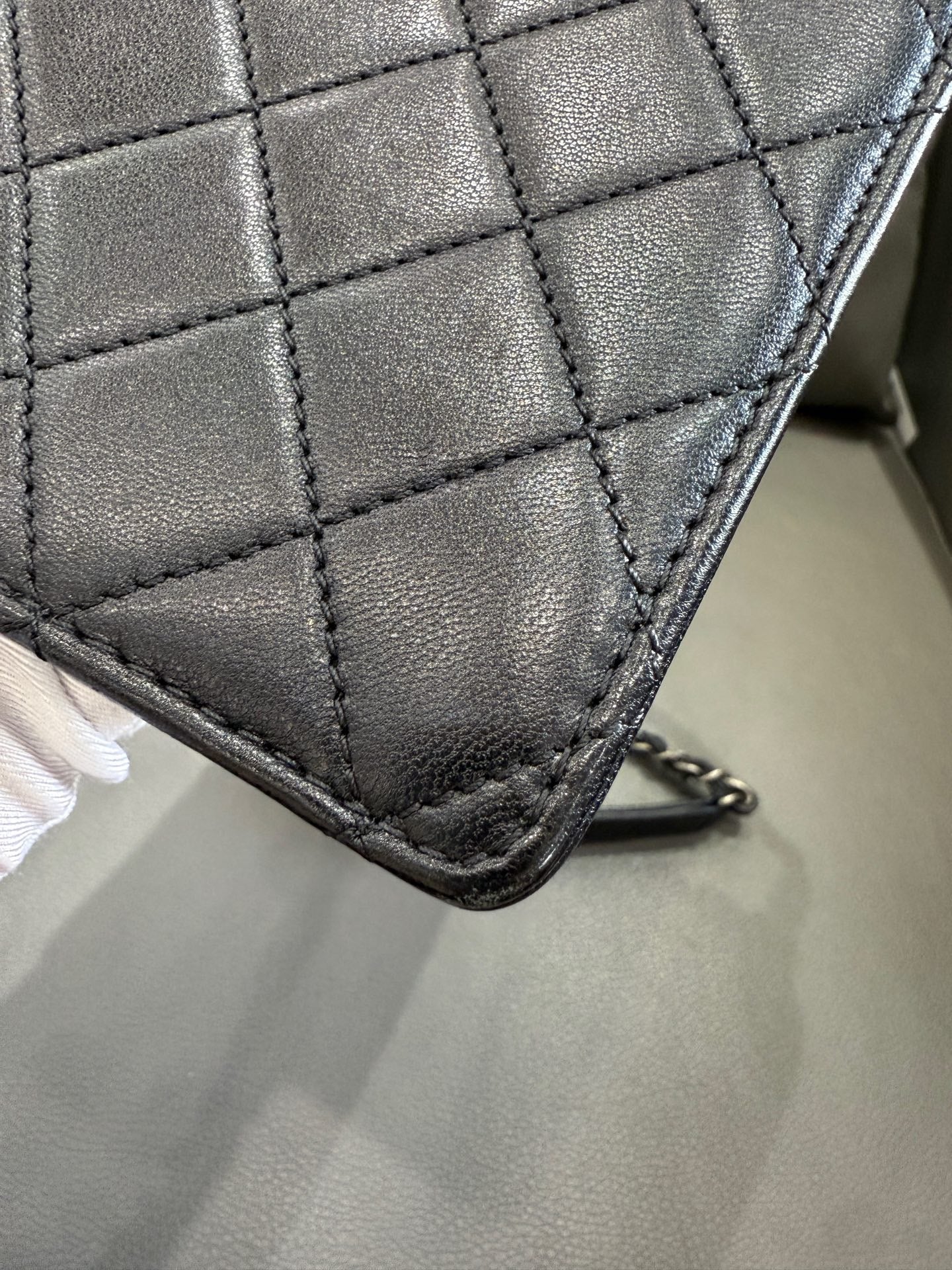 Chanel - Classic Flap (Vertical with Pearls) - Grained Calfskin Leather with Transparent Acrylic Pearls - Black with Silver-Tone Hardware - (mini)