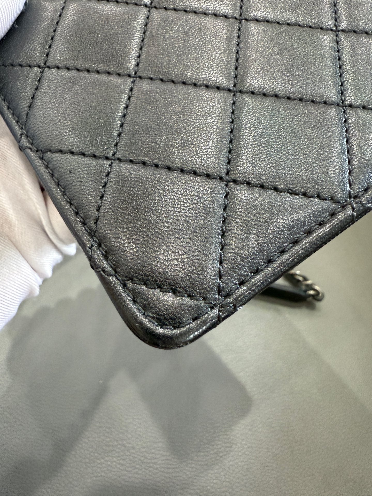 Chanel - Classic Flap (Vertical with Pearls) - Grained Calfskin Leather with Transparent Acrylic Pearls - Black with Silver-Tone Hardware - (mini)