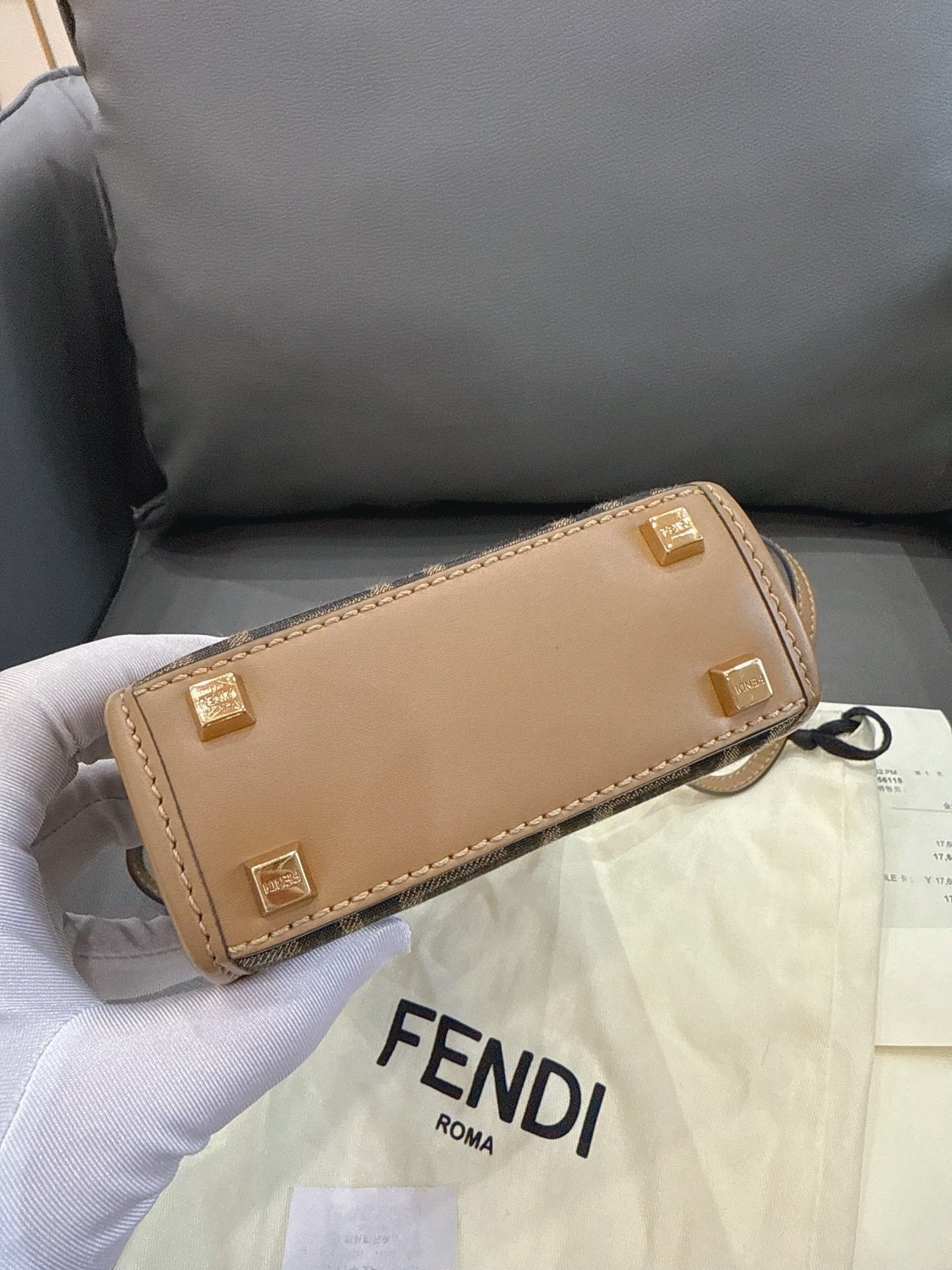 Fendi - Mini Vertical Tote Bag - Canvas and Leather - Brown - (Mini)