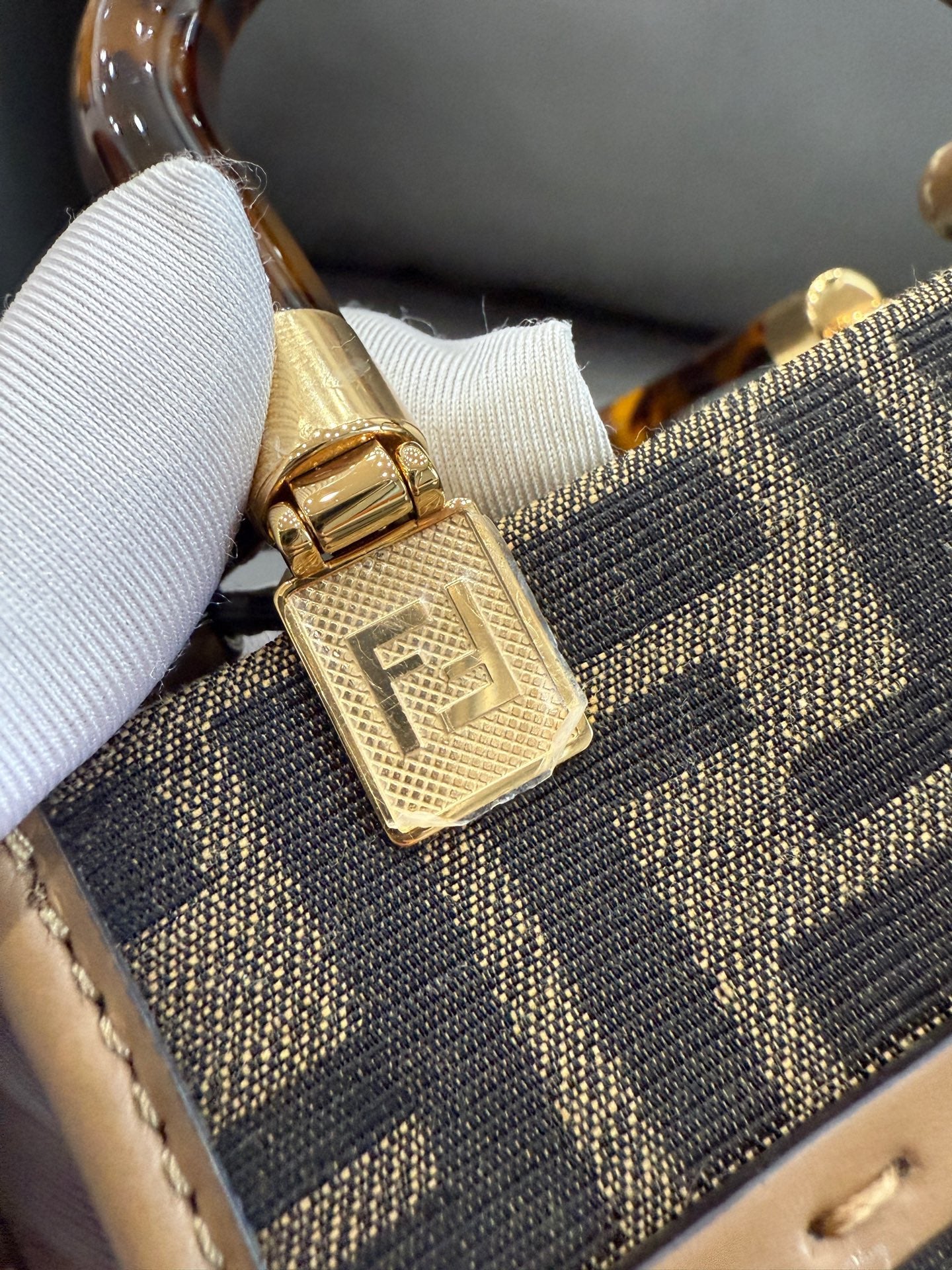 Fendi - Mini Vertical Tote Bag - Canvas and Leather - Brown - (Mini)