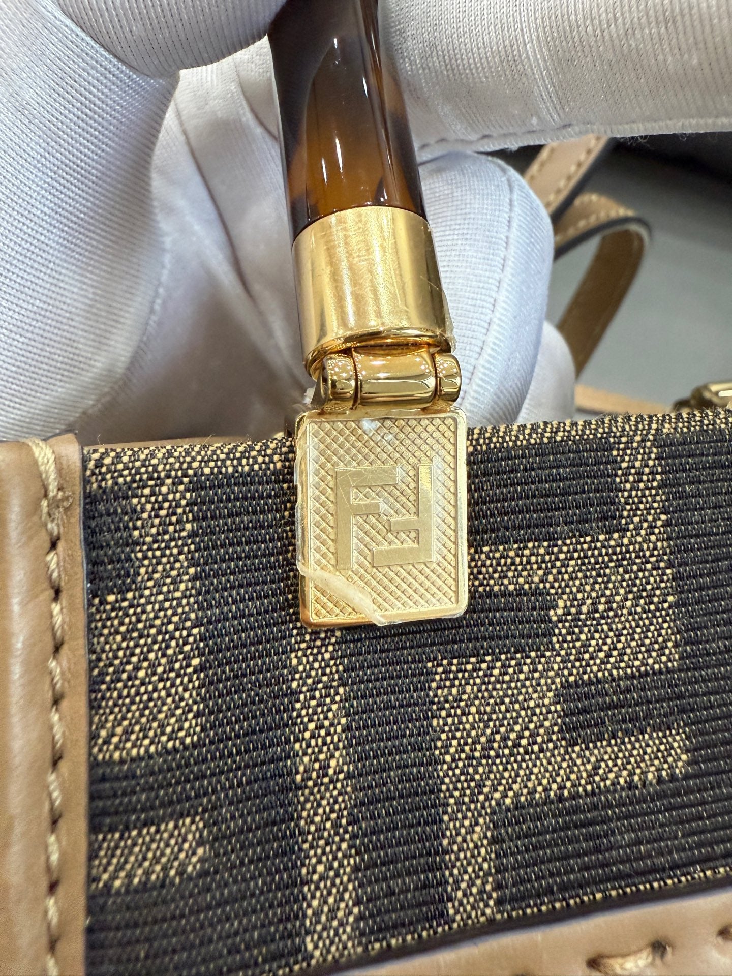 Fendi - Mini Vertical Tote Bag - Canvas and Leather - Brown - (Mini)