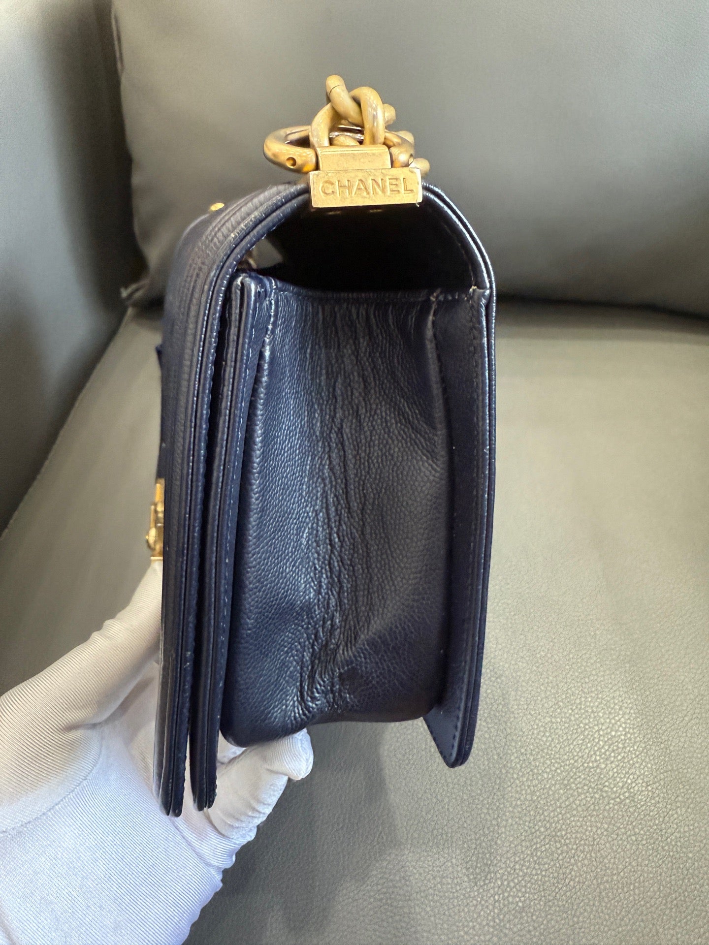 Chanel - Boy Bag - Caviar leather - Navy blue - (Medium)