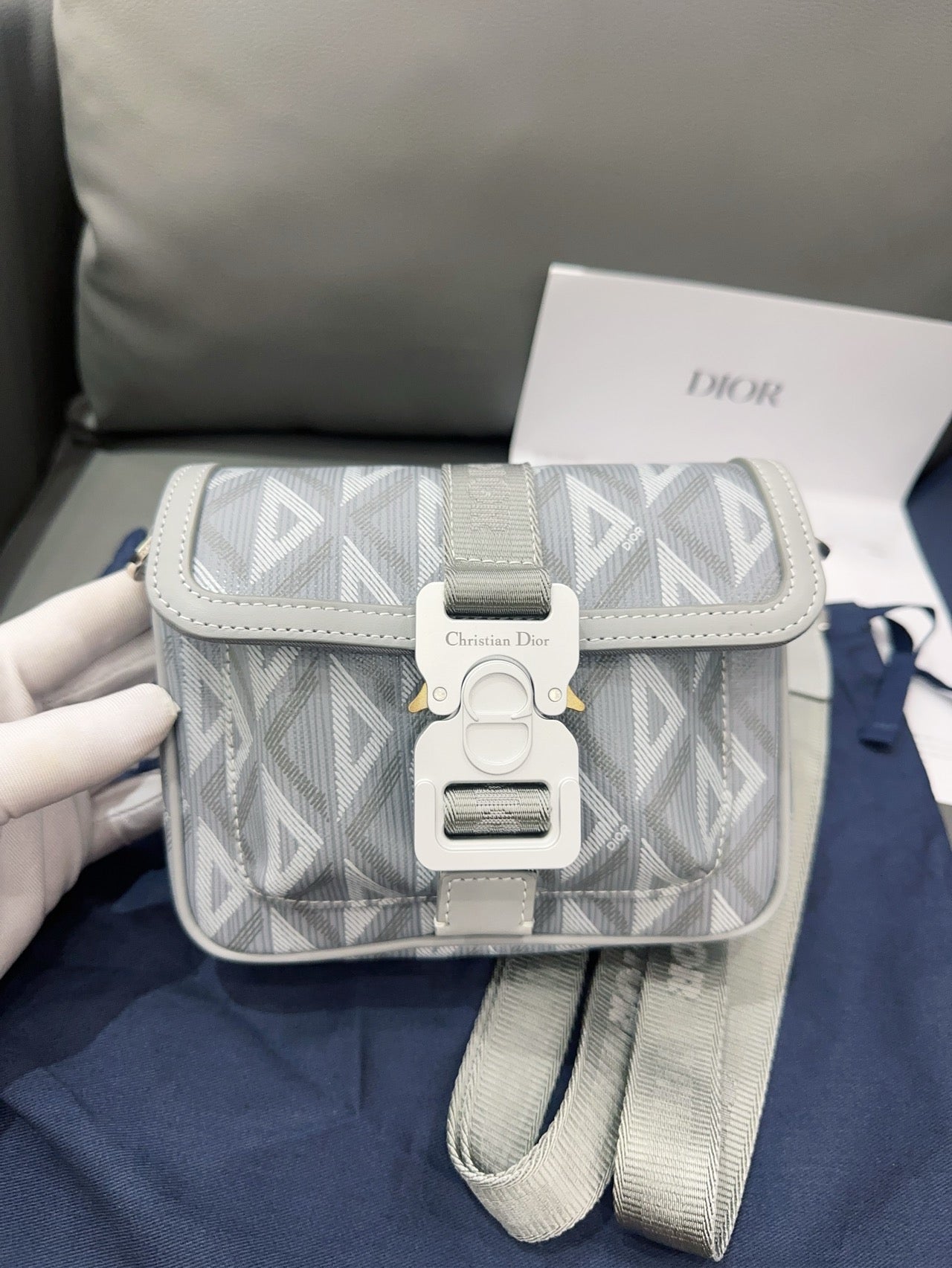 Dior - Hit The Road Camera Bag - Canvas and calfskin leather - Grey - (Small)