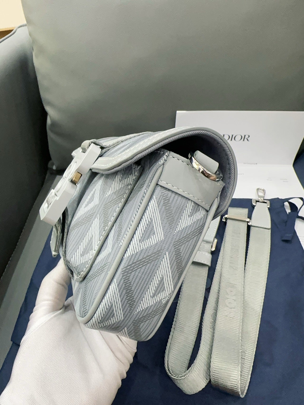 Dior - Hit The Road Camera Bag - Canvas and calfskin leather - Grey - (Small)