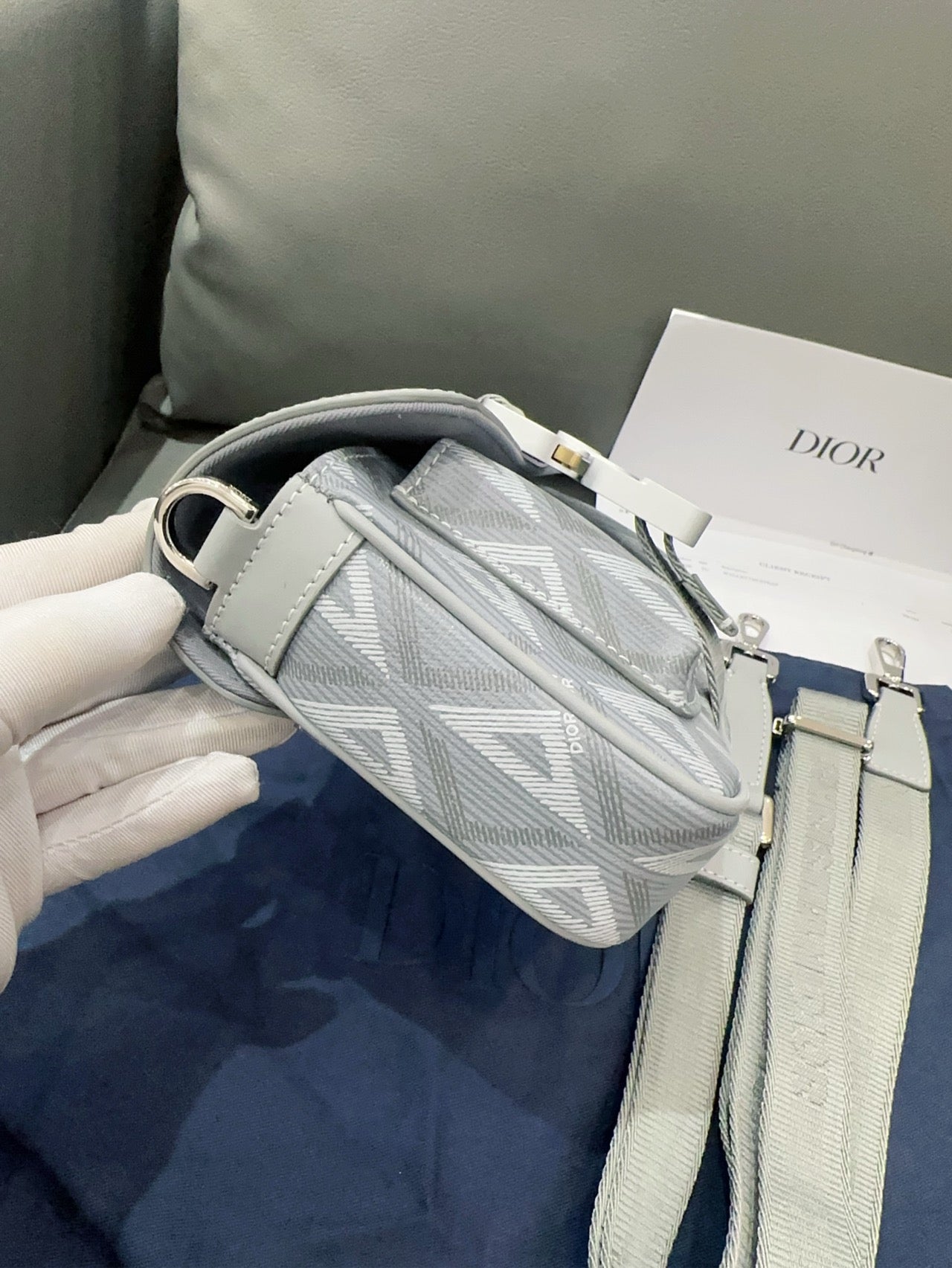 Dior - Hit The Road Camera Bag - Canvas and calfskin leather - Grey - (Small)