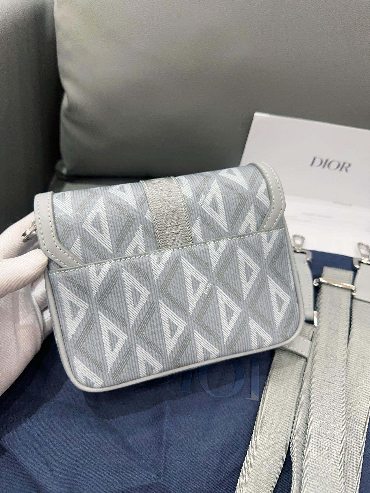 Dior - Hit The Road Camera Bag - Canvas and calfskin leather - Grey - (Small)