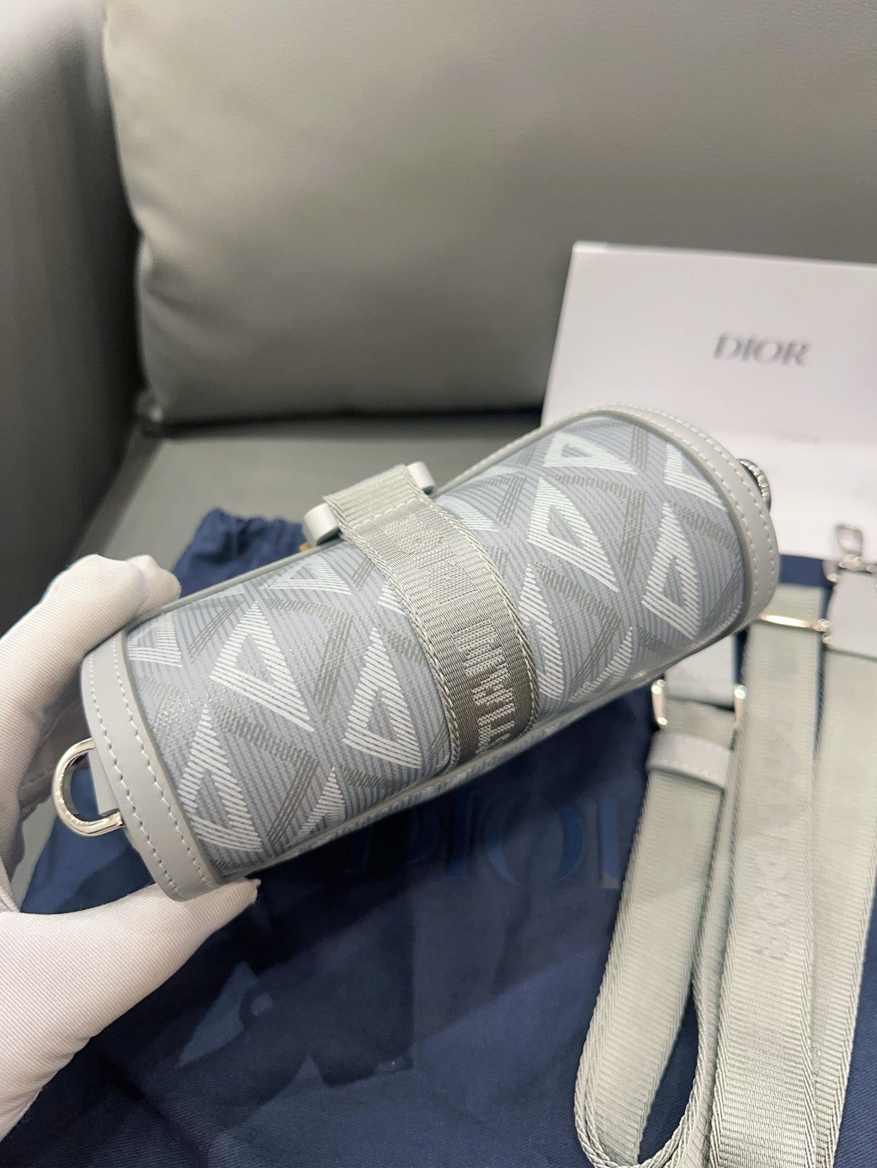 Dior - Hit The Road Camera Bag - Canvas and calfskin leather - Grey - (Small)