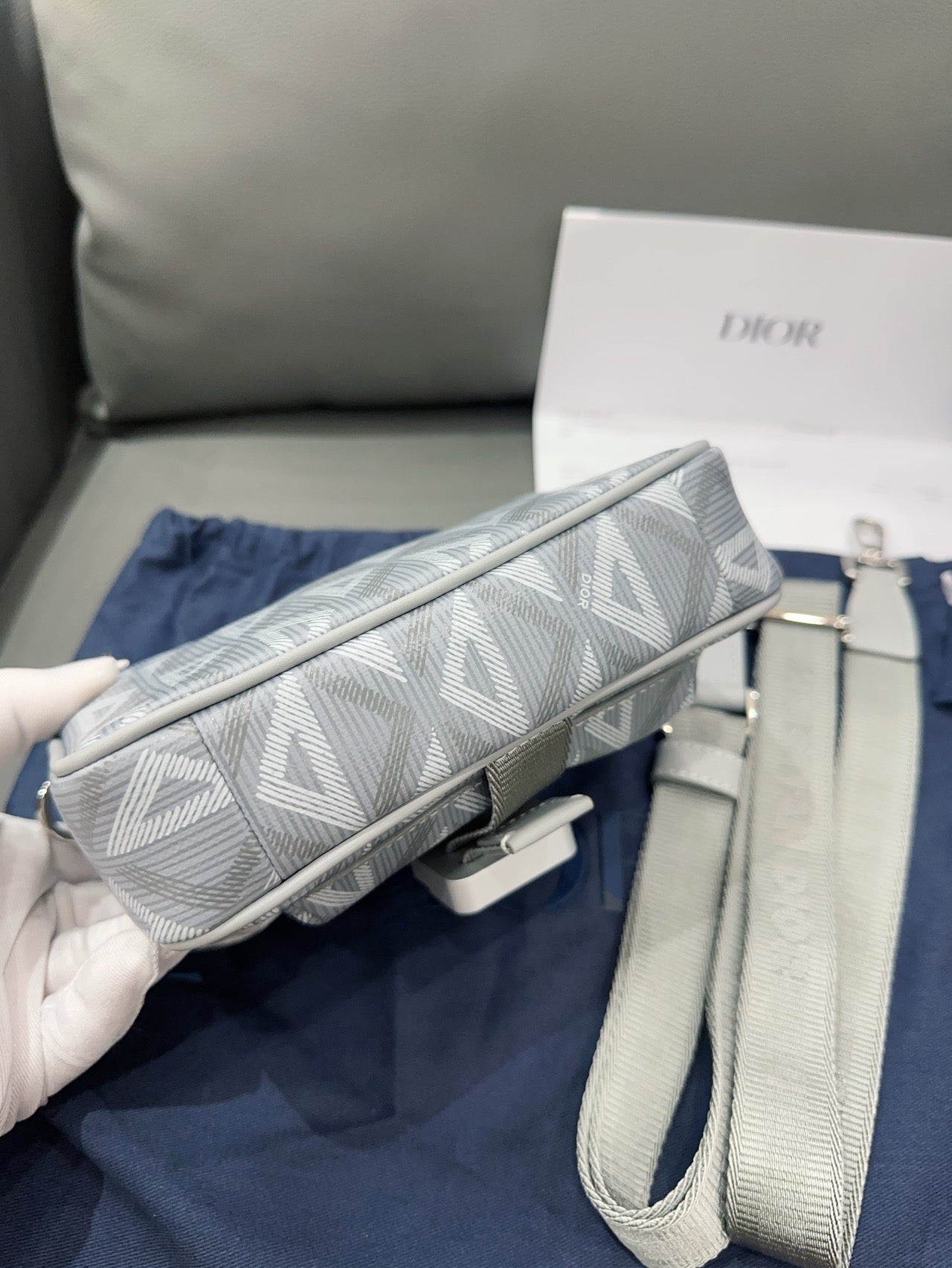Dior - Hit The Road Camera Bag - Canvas and calfskin leather - Grey - (Small)