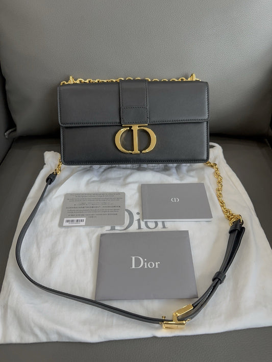 Dior - 30 Montaigne Flap Bag (Compact) - Leather - Black - (mini)