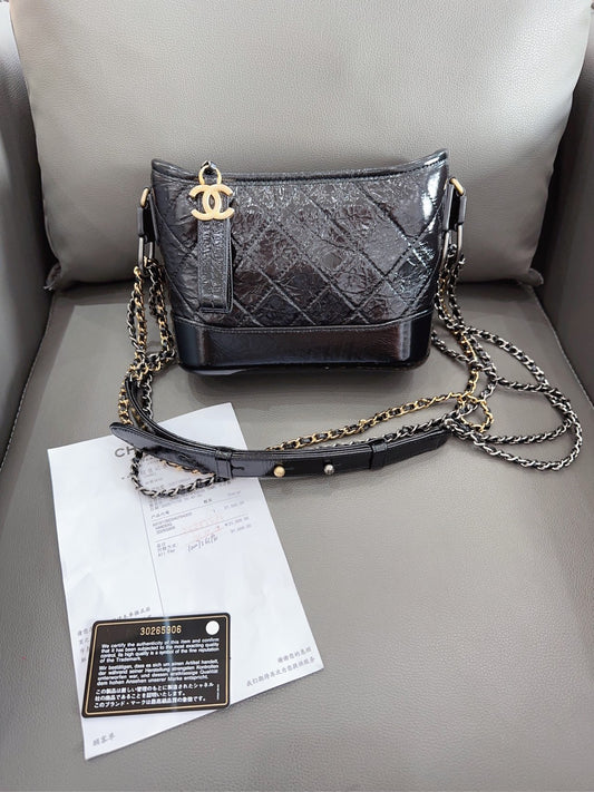 Chanel - Gabrielle Hobo Bag - Patent leather - Black - (small)