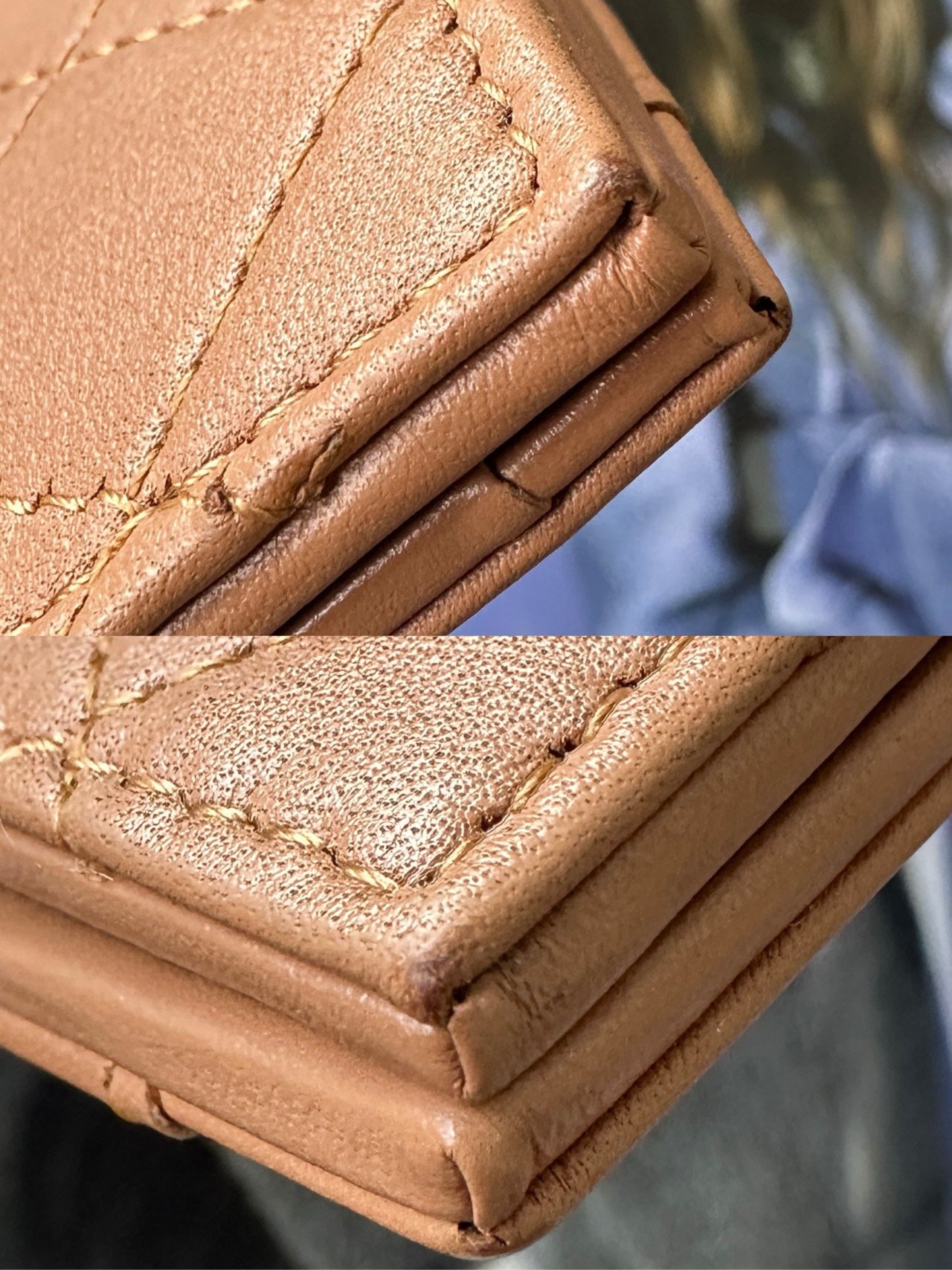 Chanel - Quilted Passport Holder/Card Case - Lambskin leather - Beige - (small)