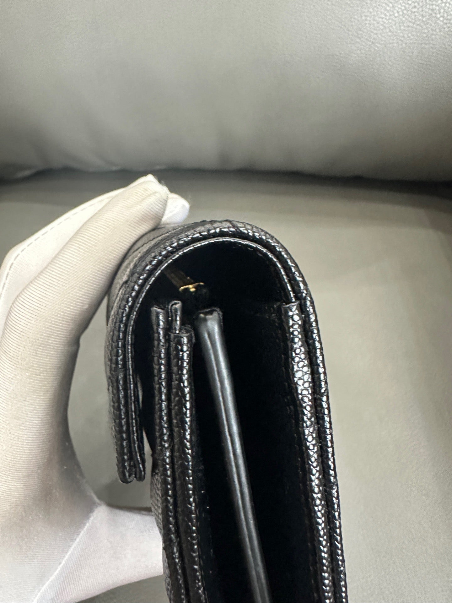 Saint Laurent - Monogram Flap Wallet - Grain de Poudre Embossed Leather - Black - (medium)