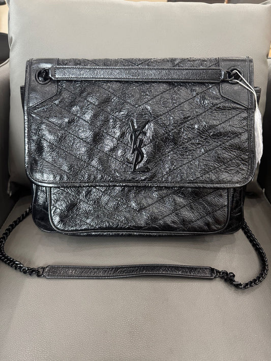 Saint Laurent - Niki Soblack - Crinkled vintage leather - Black - (Large)