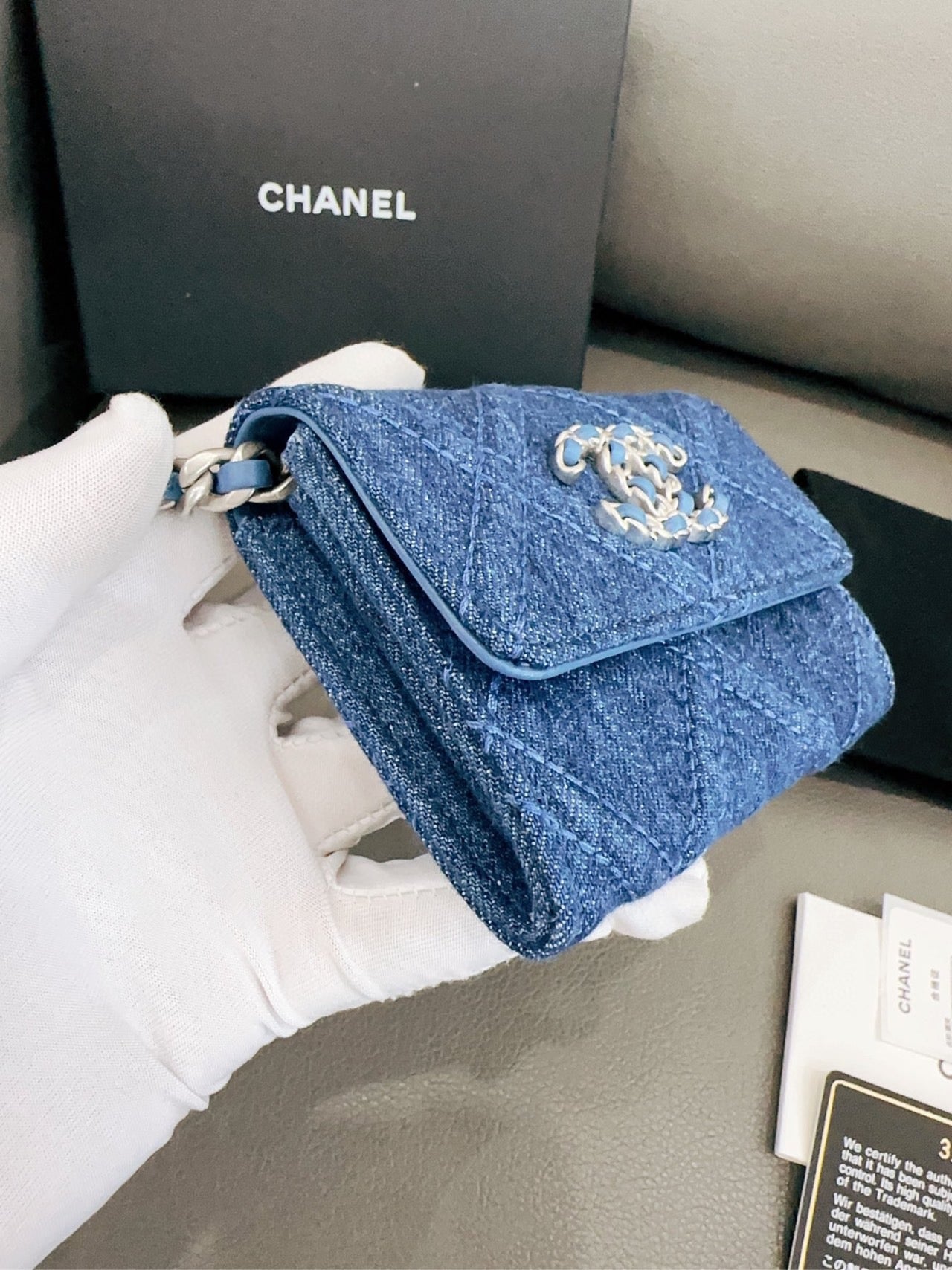 Chanel - Denim Chain Coin Purse / Wallet - Denim - Blue - (mini)