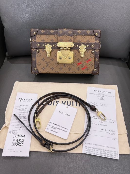 Louis Vuitton - Petite Malle - Monogram coated canvas and calfskin leather - Brown - (mini)