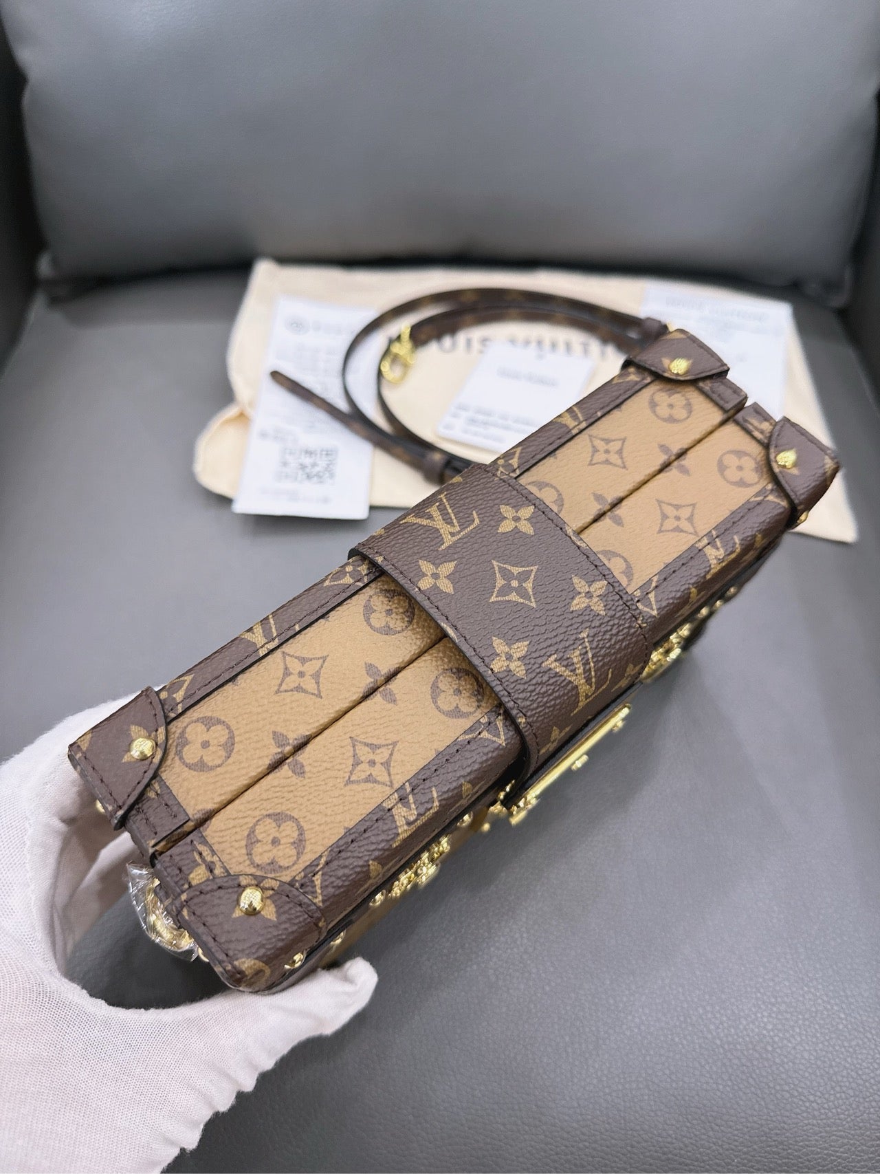 Louis Vuitton - Petite Malle - Monogram coated canvas and calfskin leather - Brown - (mini)
