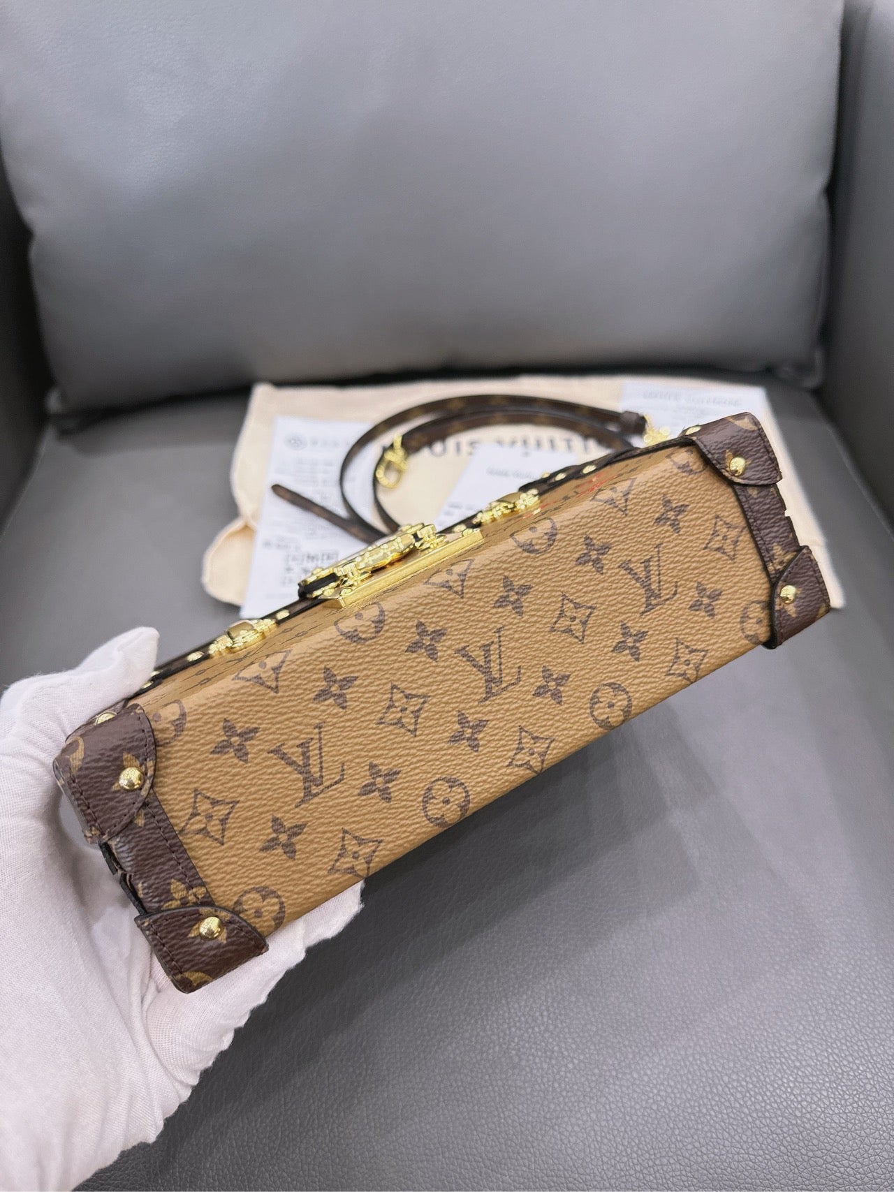 Louis Vuitton - Petite Malle - Monogram coated canvas and calfskin leather - Brown - (mini)