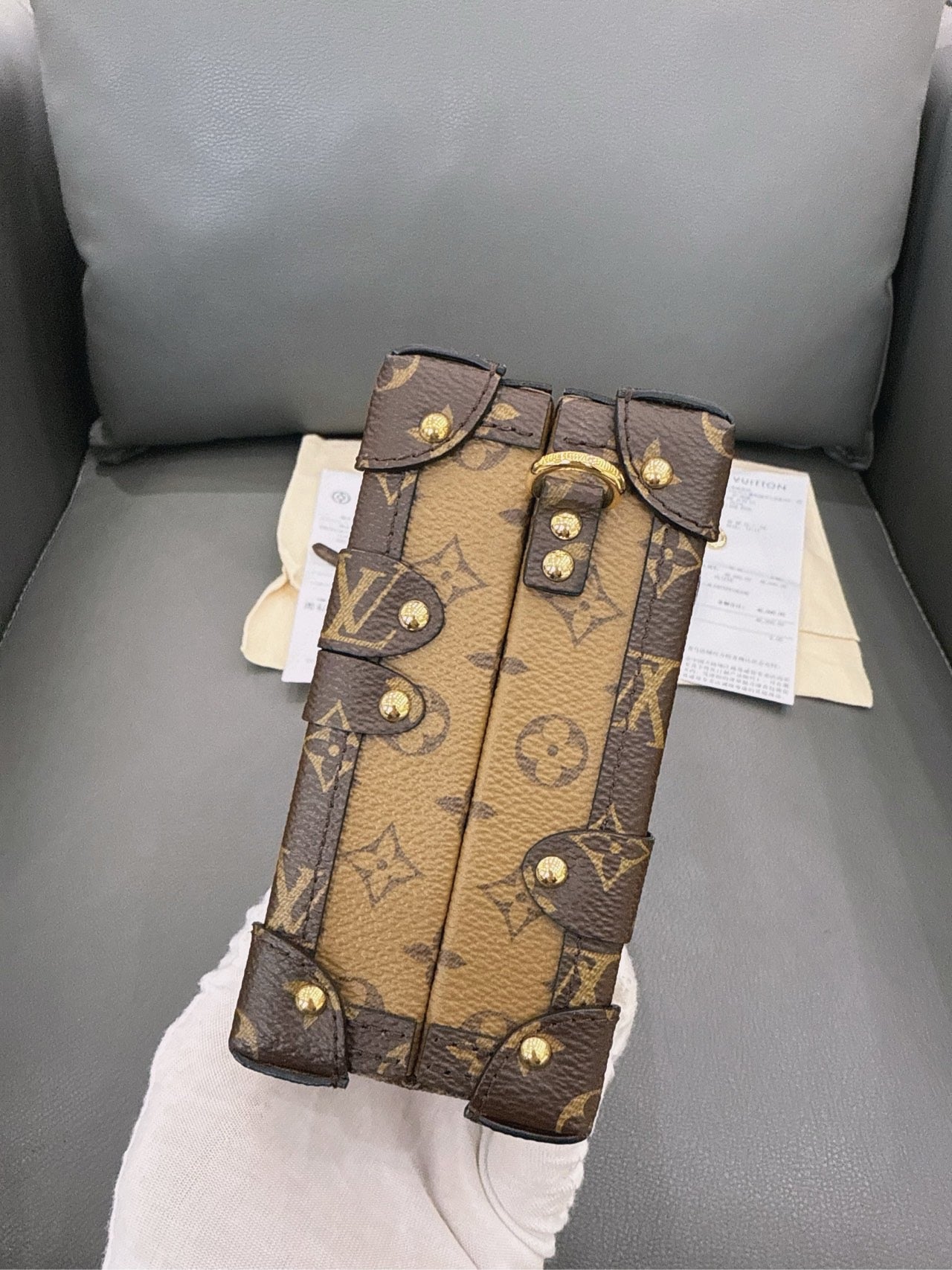 Louis Vuitton - Petite Malle - Monogram coated canvas and calfskin leather - Brown - (mini)