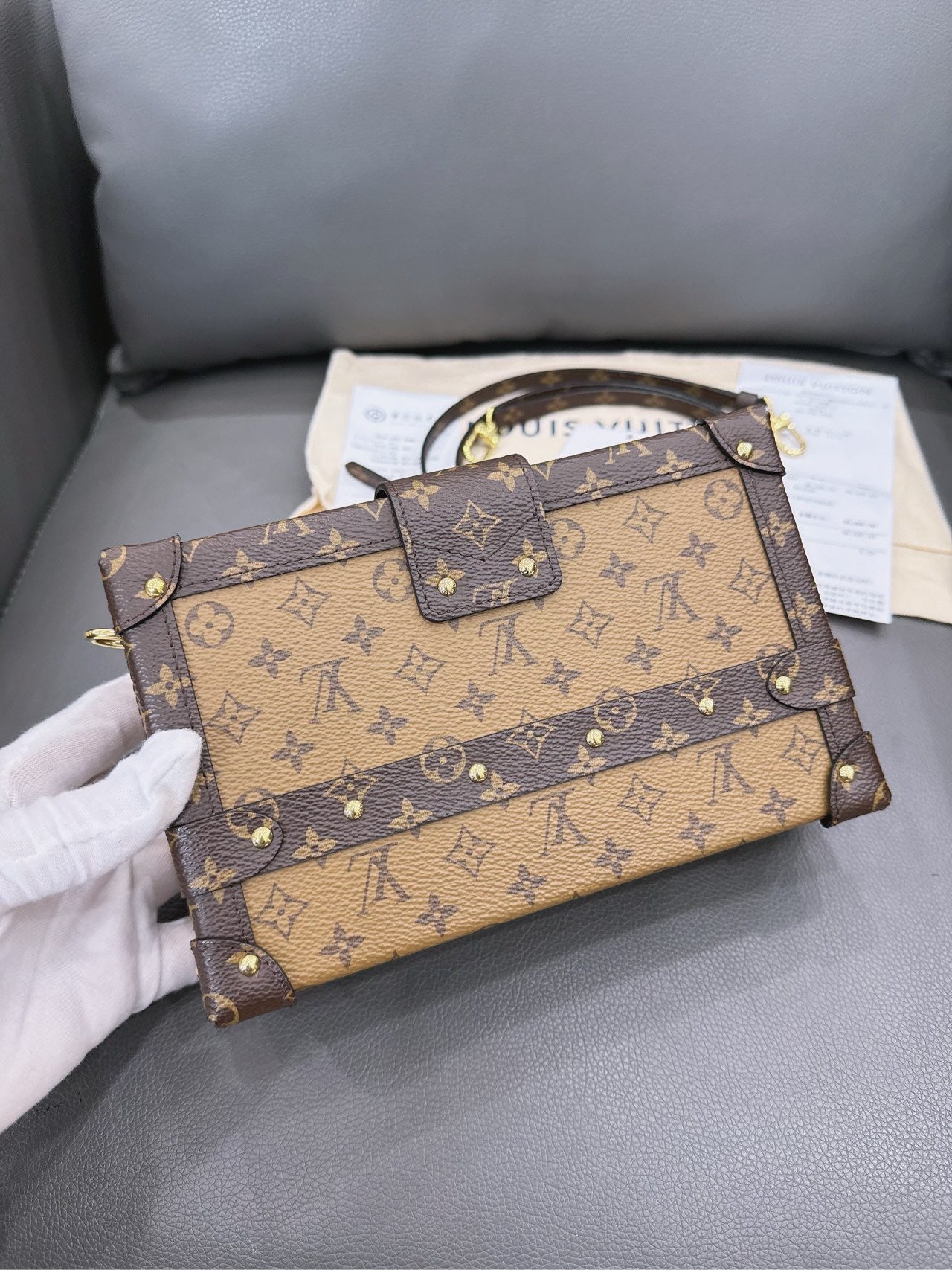 Louis Vuitton - Petite Malle - Monogram coated canvas and calfskin leather - Brown - (mini)