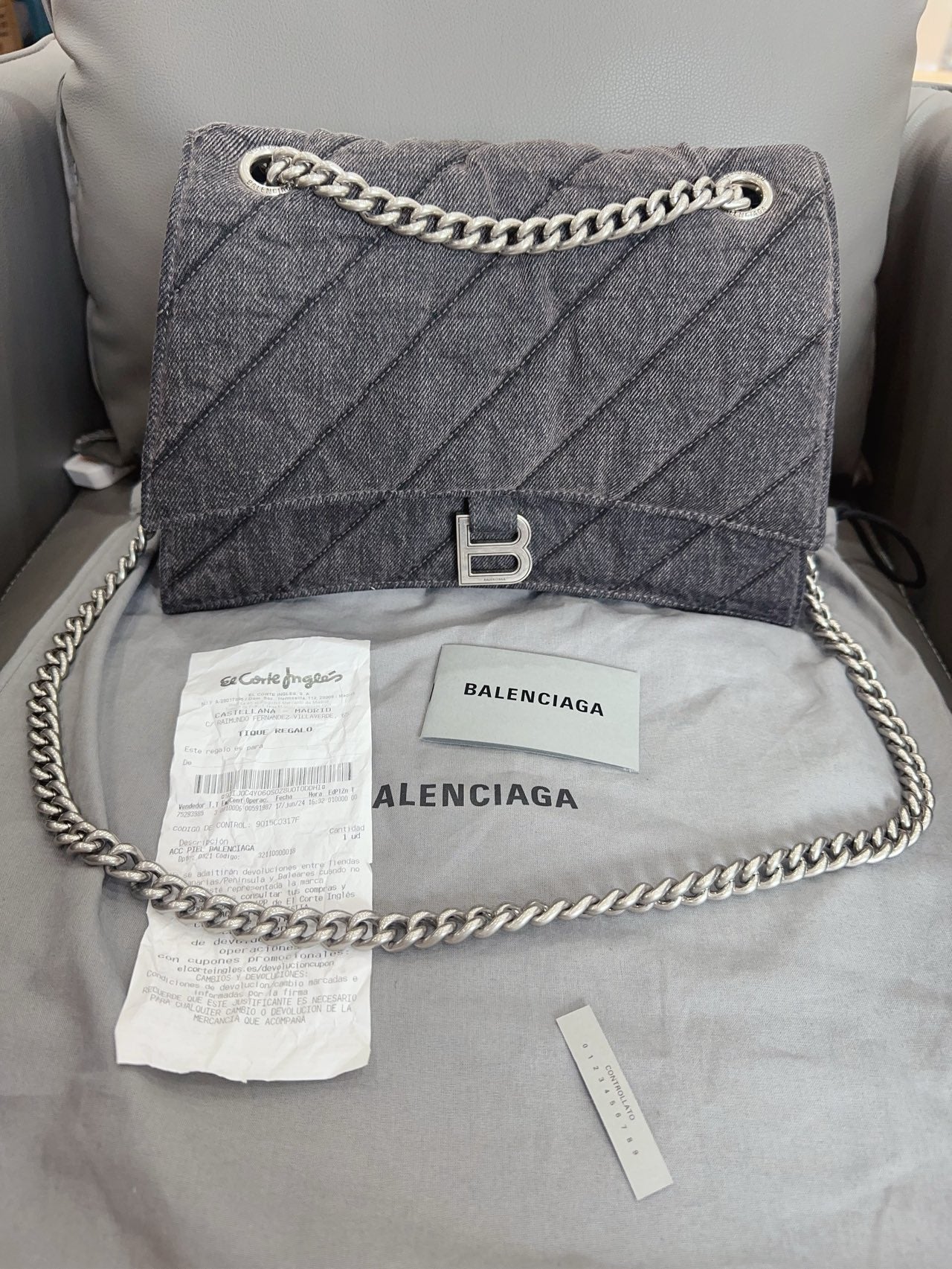 Balenciaga - CRUSH Hourglass bag - Denim - Grey - (medium)