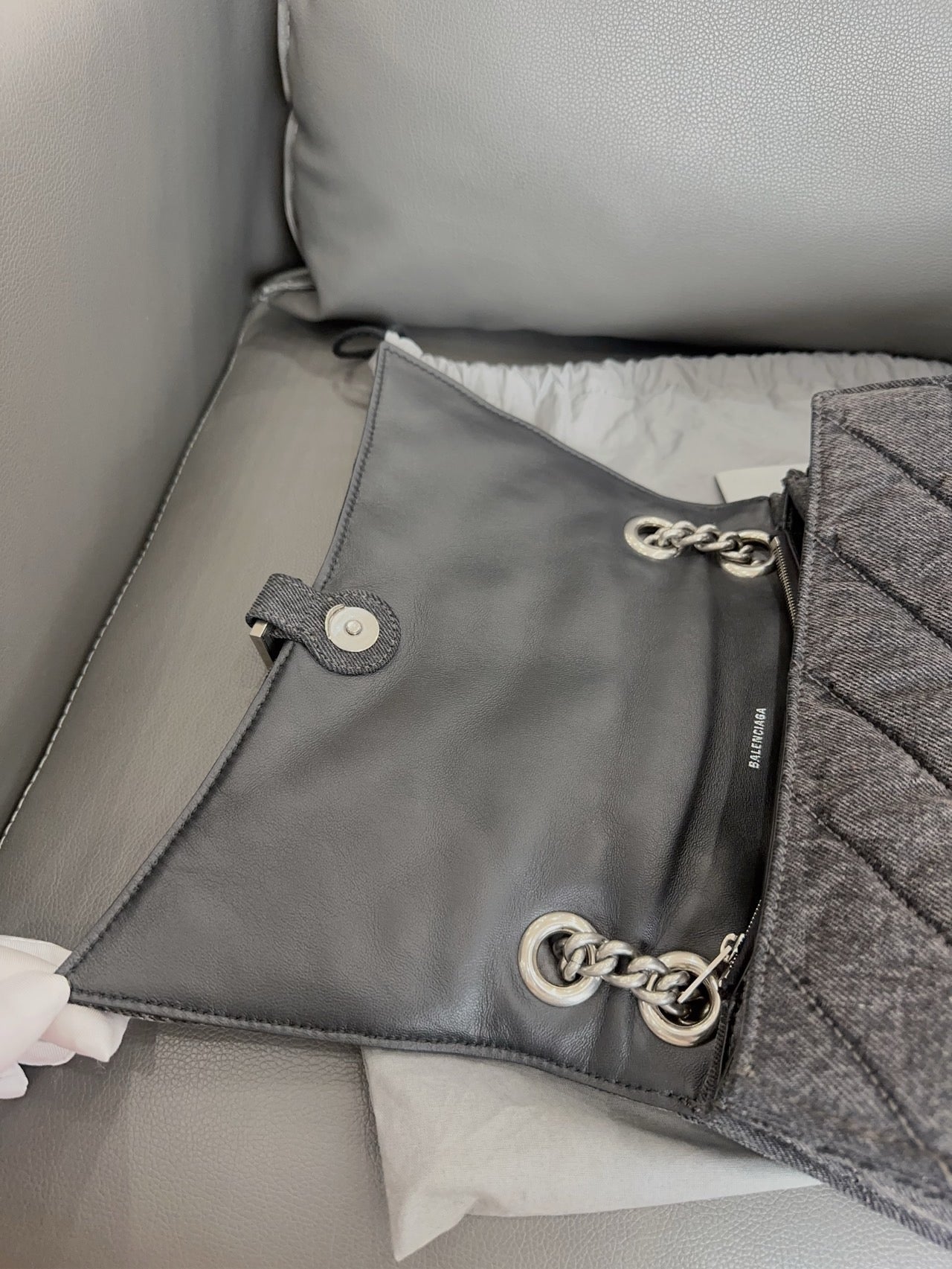 Balenciaga - CRUSH Hourglass bag - Denim - Grey - (medium)