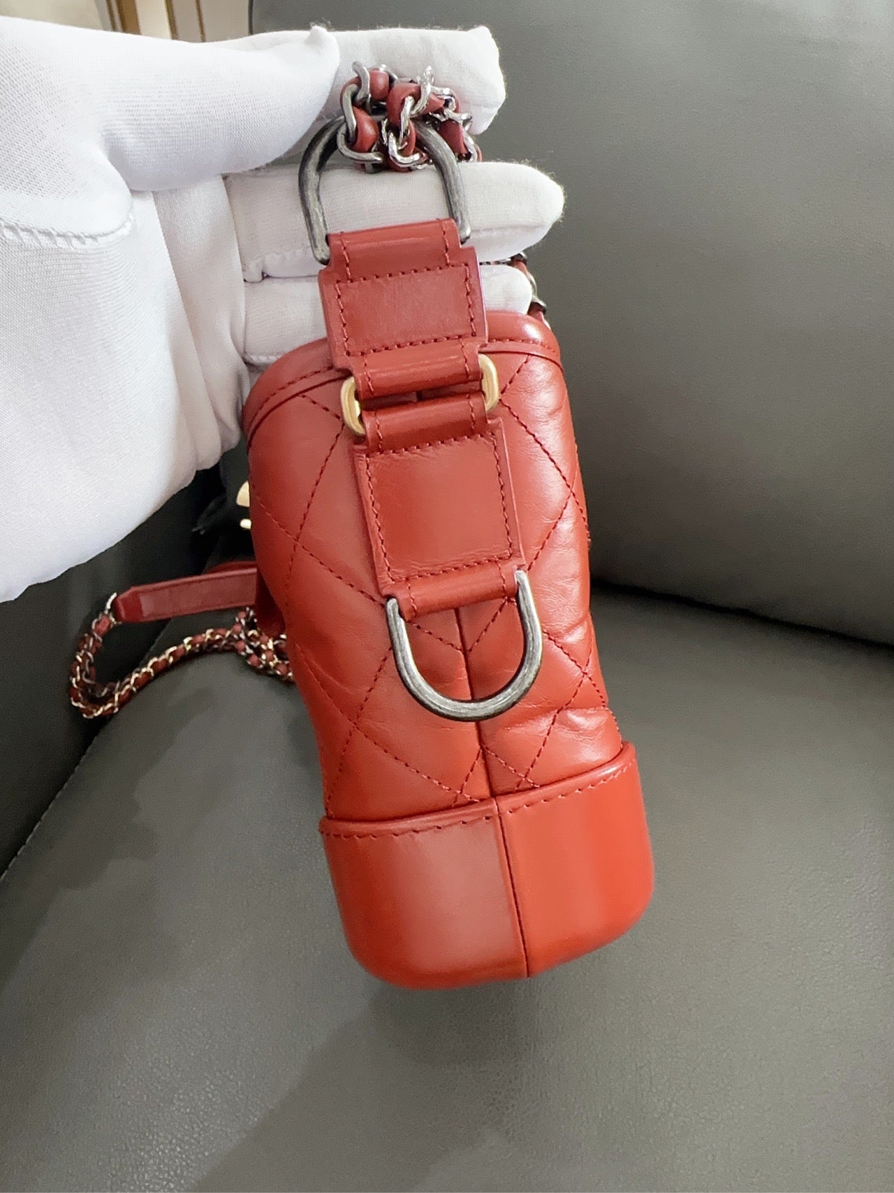 Chanel - Gabrielle Hobo Bag Small - Aged calfskin and smooth calfskin leather - Deep Rust / Burnt Orange - (Small)