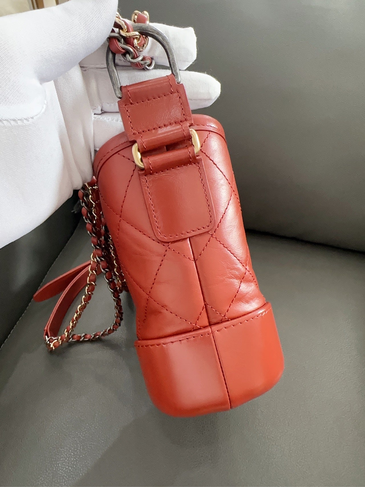 Chanel - Gabrielle Hobo Bag Small - Aged calfskin and smooth calfskin leather - Deep Rust / Burnt Orange - (Small)
