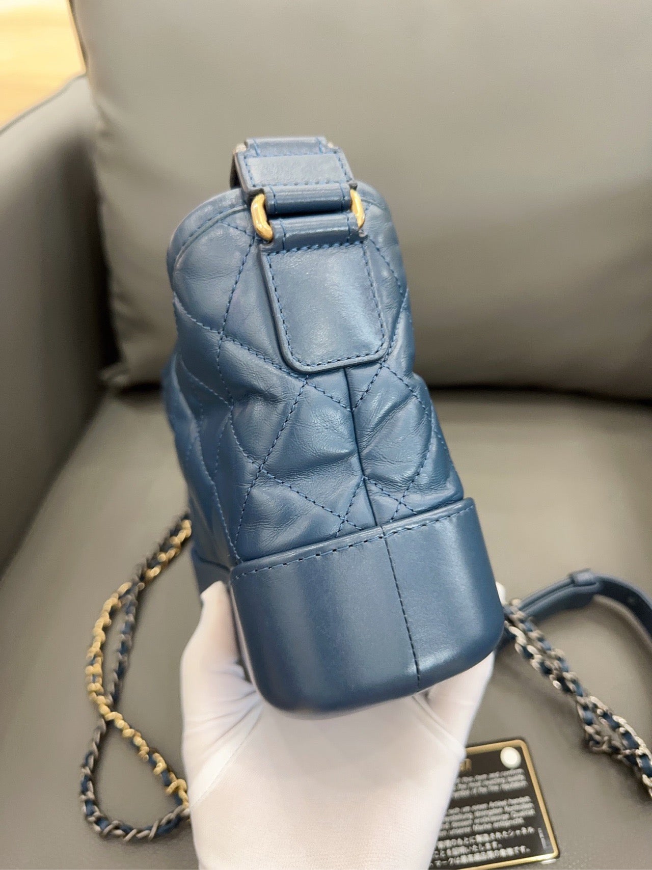 Chanel - Gabrielle Hobo Bag Small - Aged calfskin leather and smooth calfskin leather - Blue - (Small)