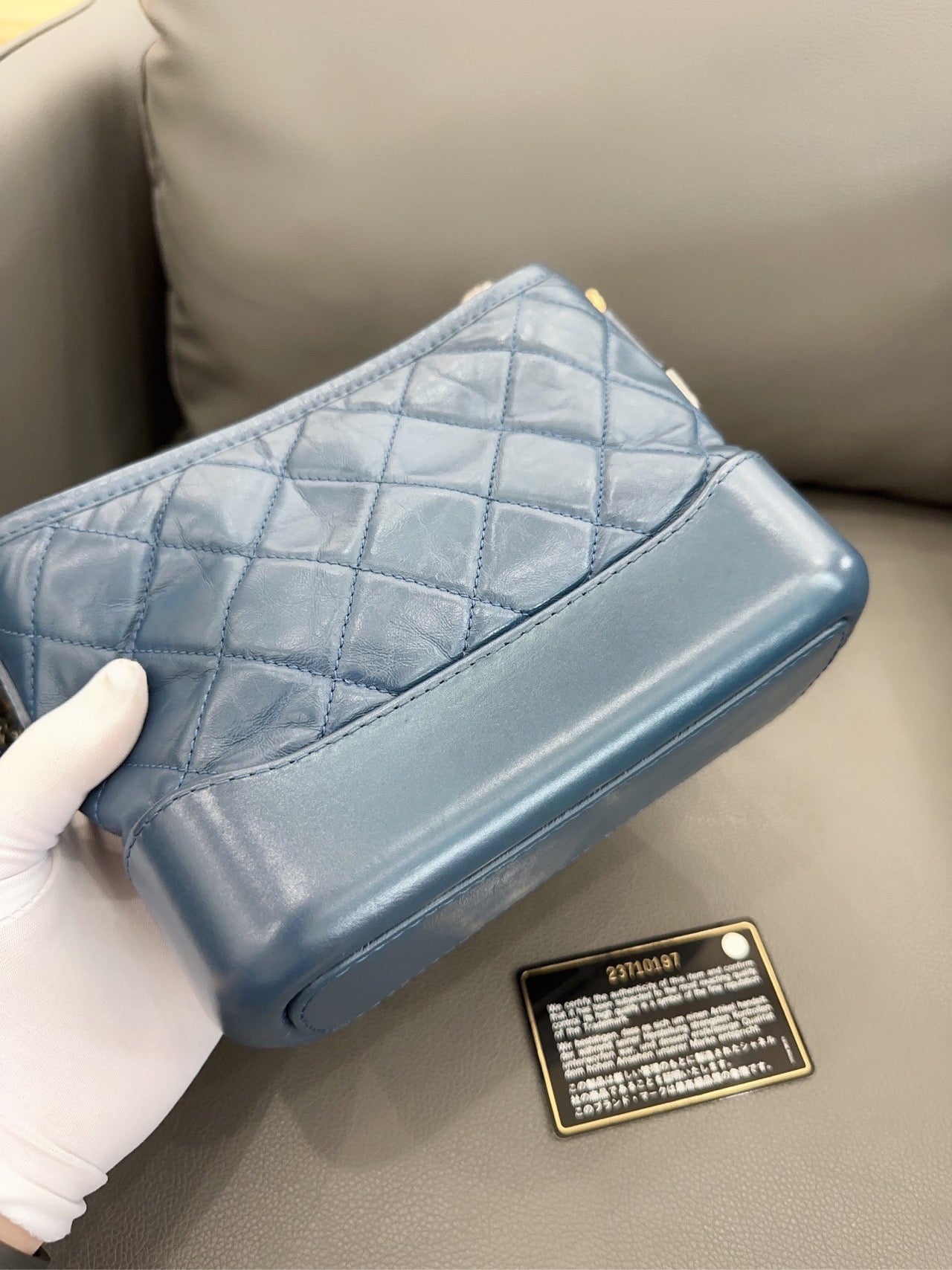 Chanel - Gabrielle Hobo Bag Small - Aged calfskin leather and smooth calfskin leather - Blue - (Small)