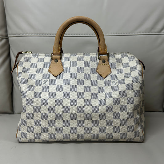 Louis Vuitton - Speedy 30 - Damier Azur coated canvas with natural cowhide leather trim - Beige - (medium)