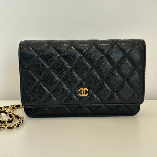 Chanel - Wallet On Chain (WOC) - Grained calfskin leather - Black - (Small)