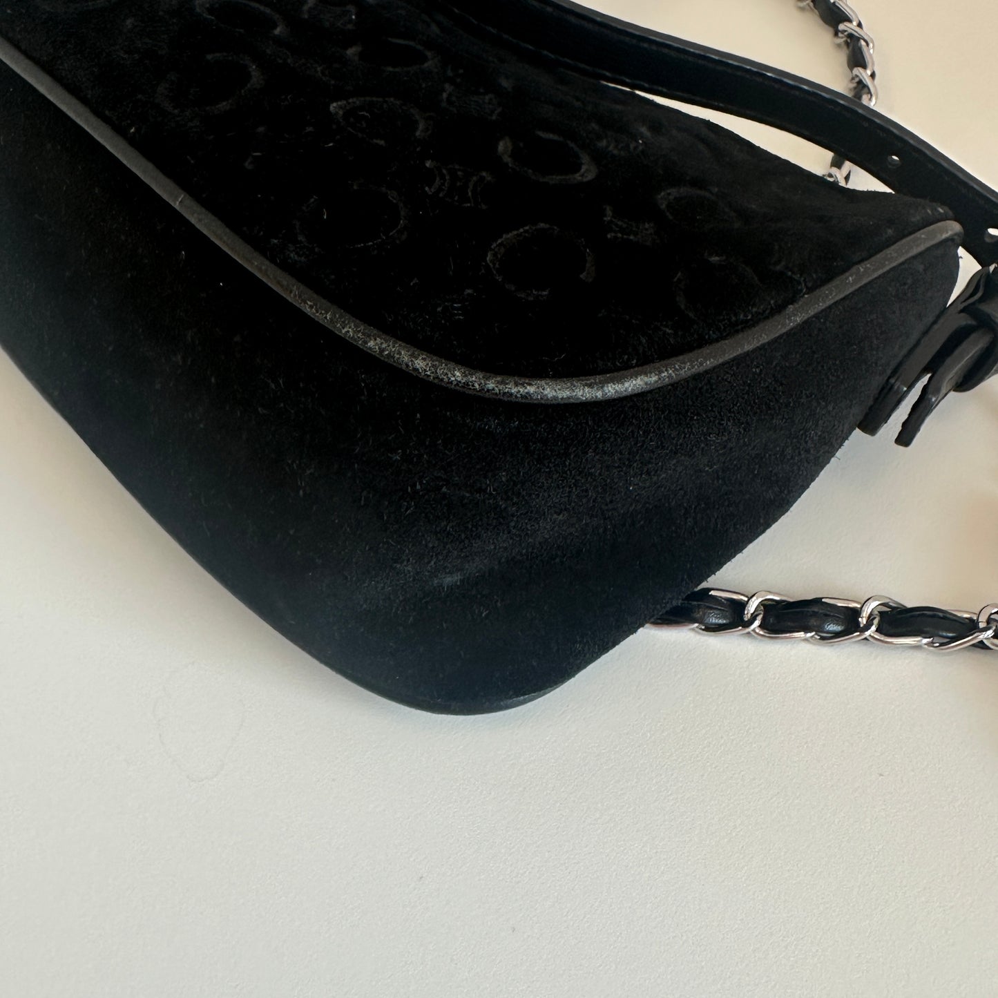 Celine - Triomphe Suede Shoulder Bag - Suede - Black - (small)