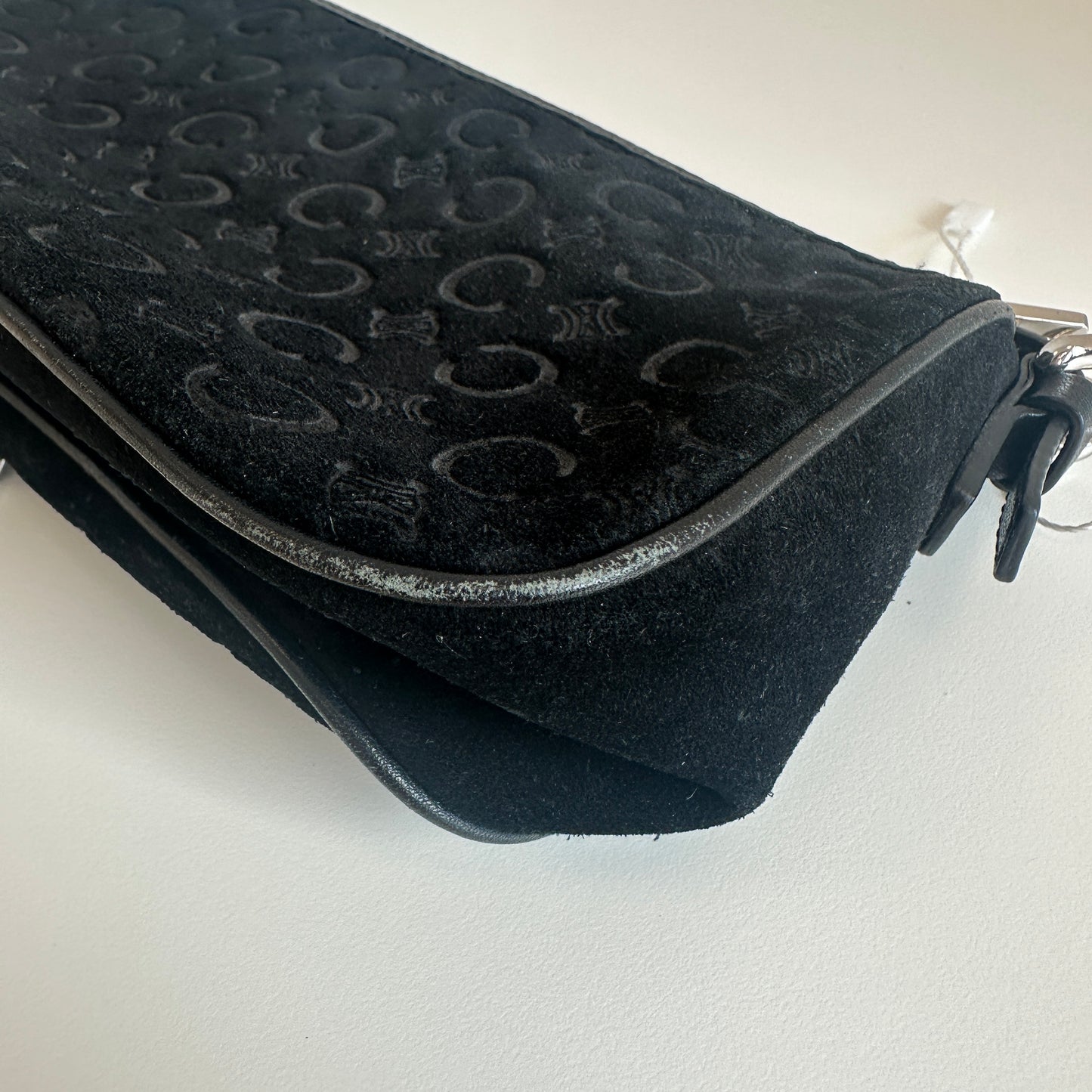 Celine - Triomphe Suede Shoulder Bag - Suede - Black - (small)