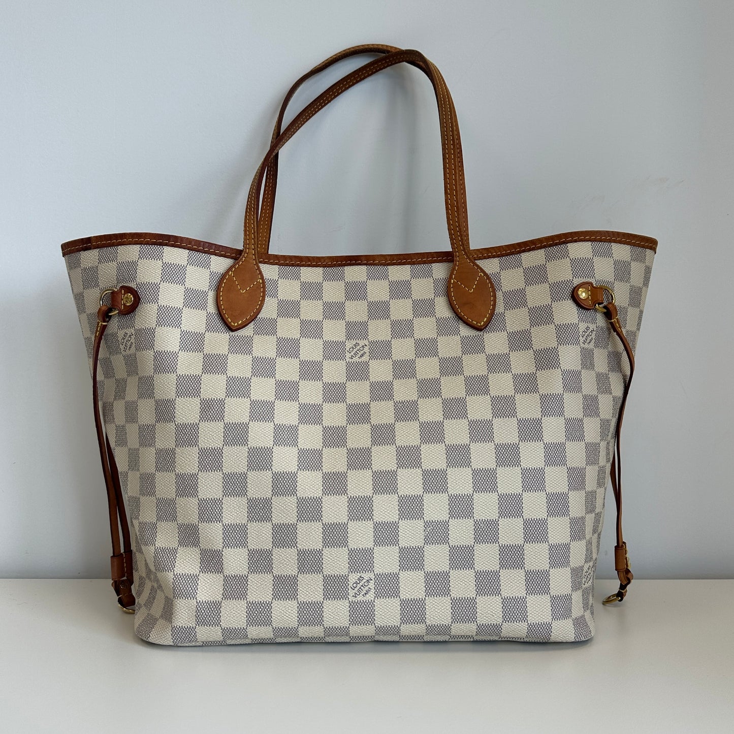 Louis Vuitton - Neverfull GM - Damier Azur coated canvas with natural cowhide leather trim - White - (Large)