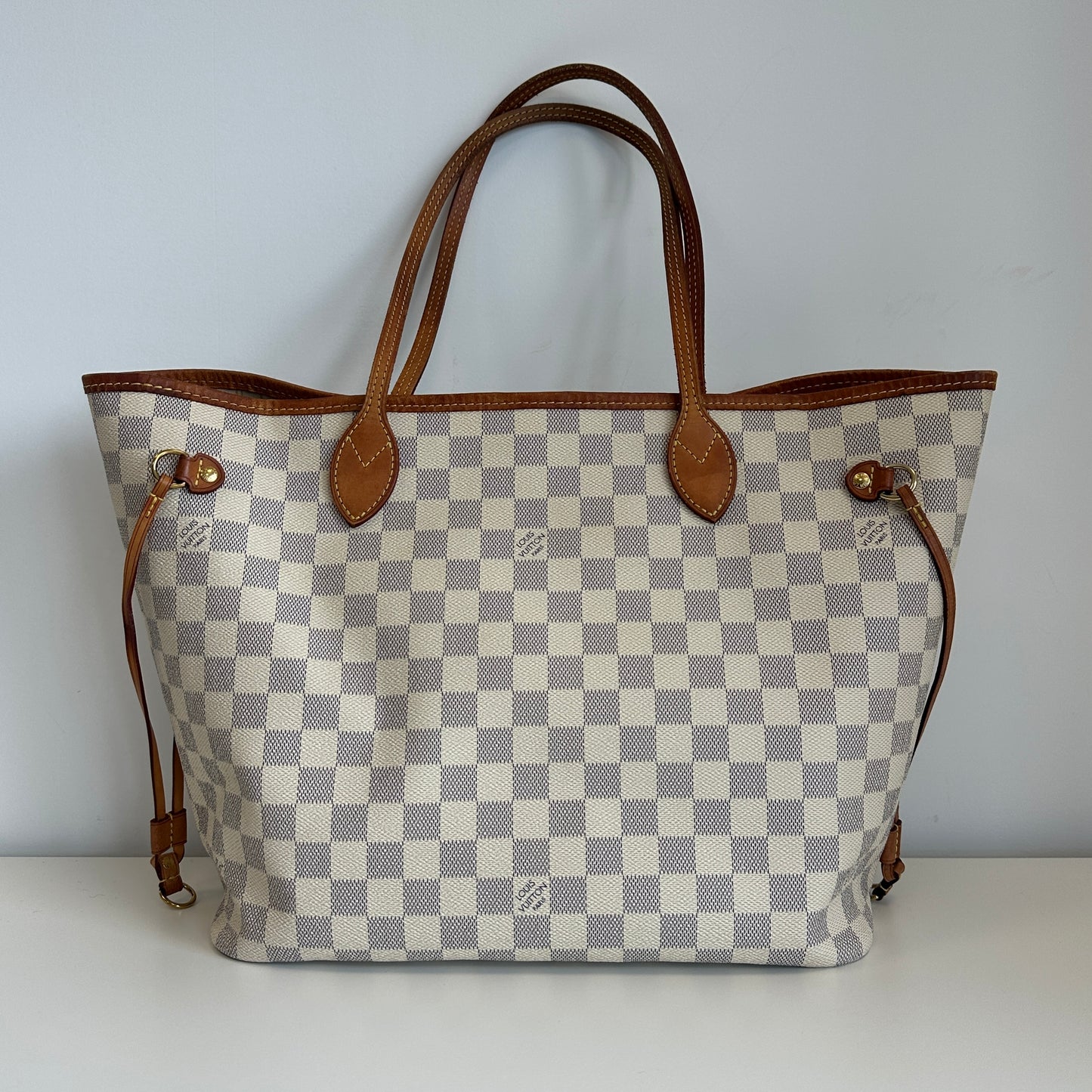 Louis Vuitton - Neverfull GM - Damier Azur coated canvas with natural cowhide leather trim - White - (Large)