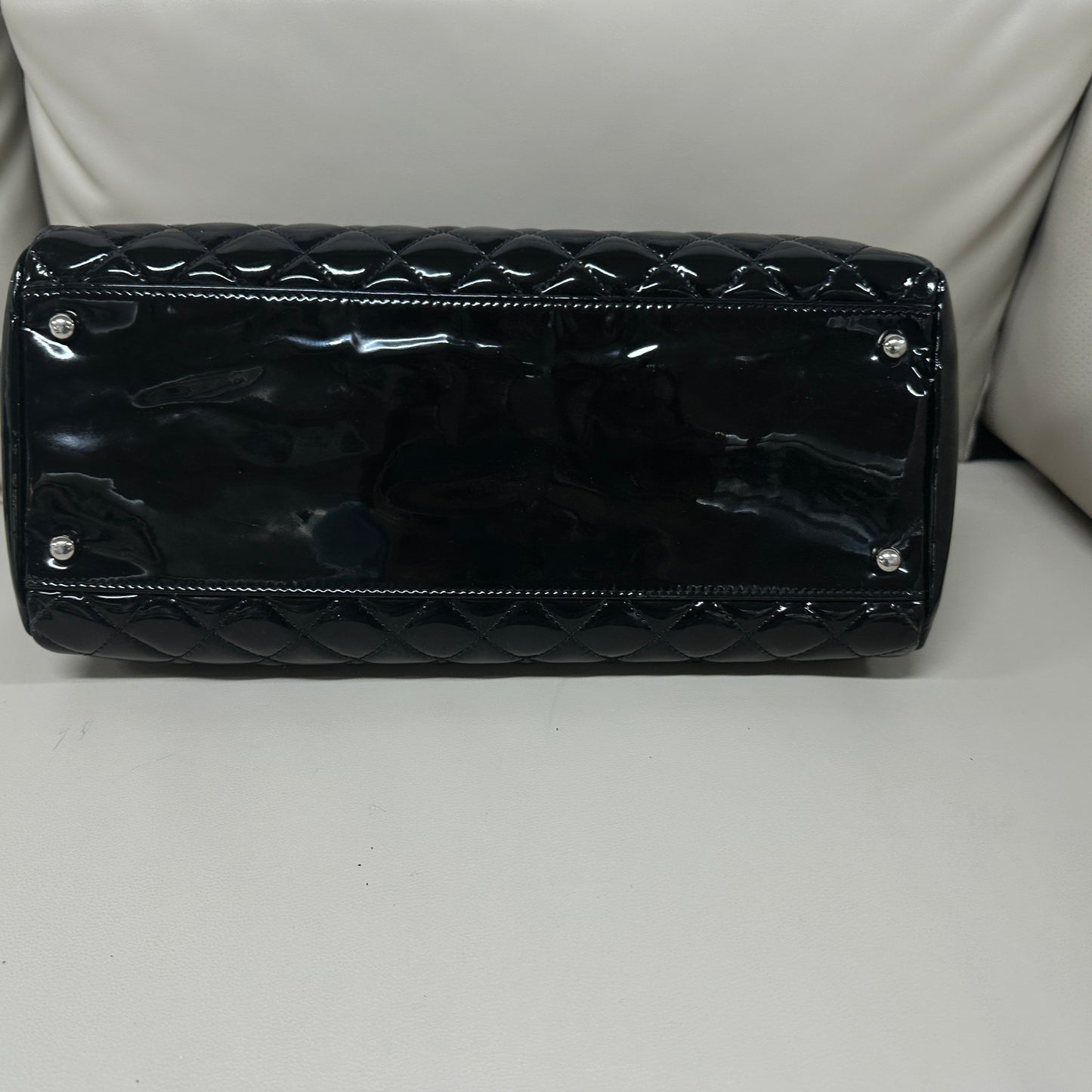 Chanel - Quilted Bowling Bag - Patent leather - Black - (Large)