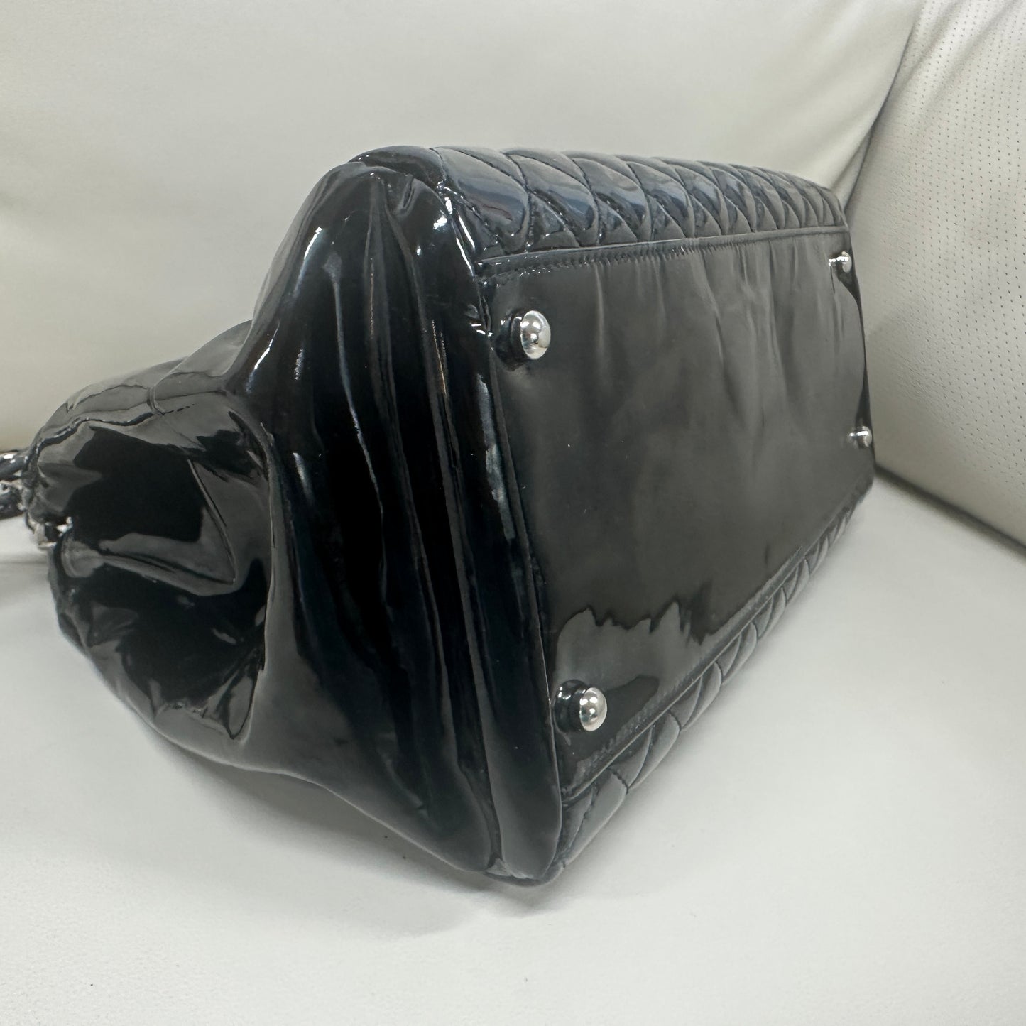Chanel - Quilted Bowling Bag - Patent leather - Black - (Large)