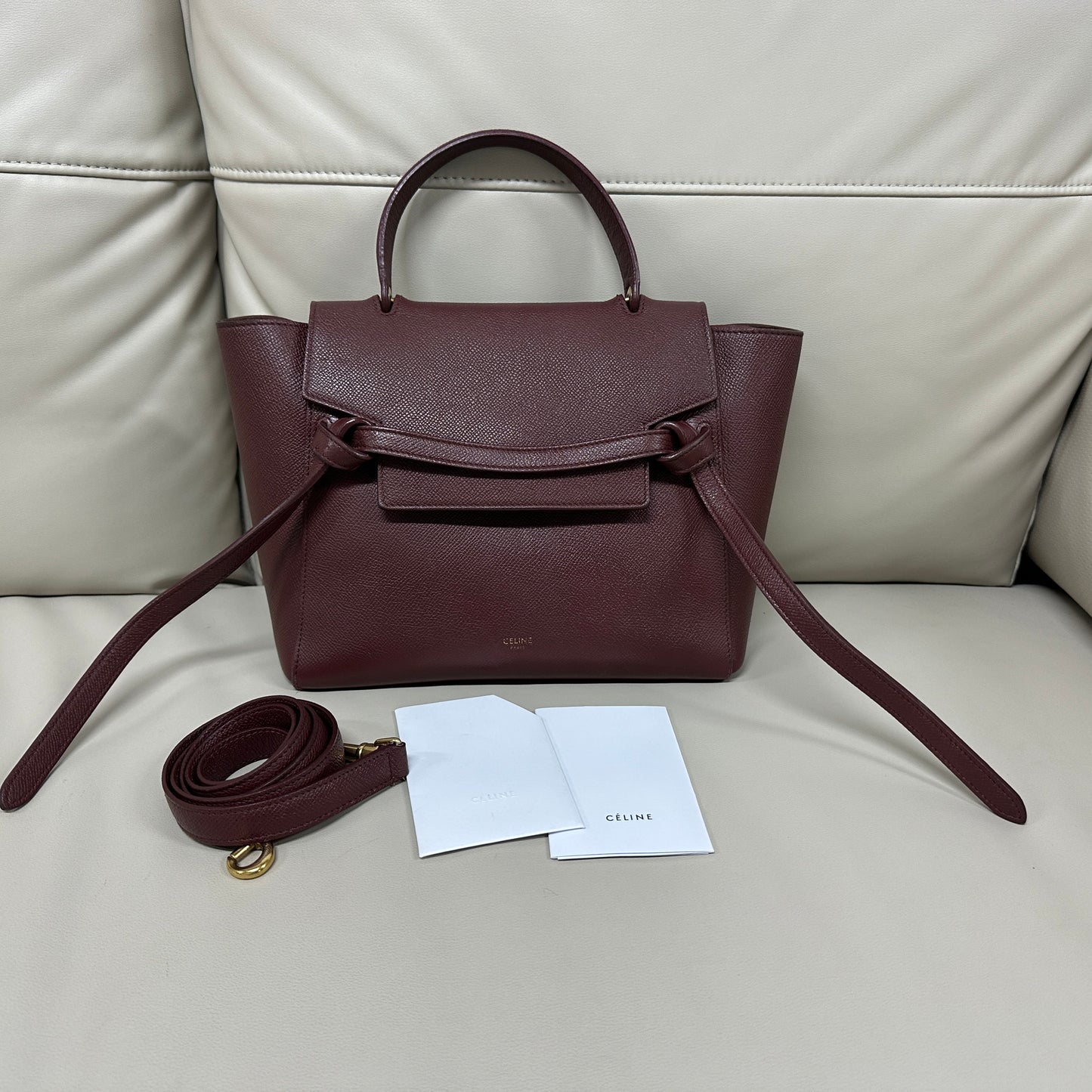 Celine - Belt Bag - Leather - Burgundy - (mini)