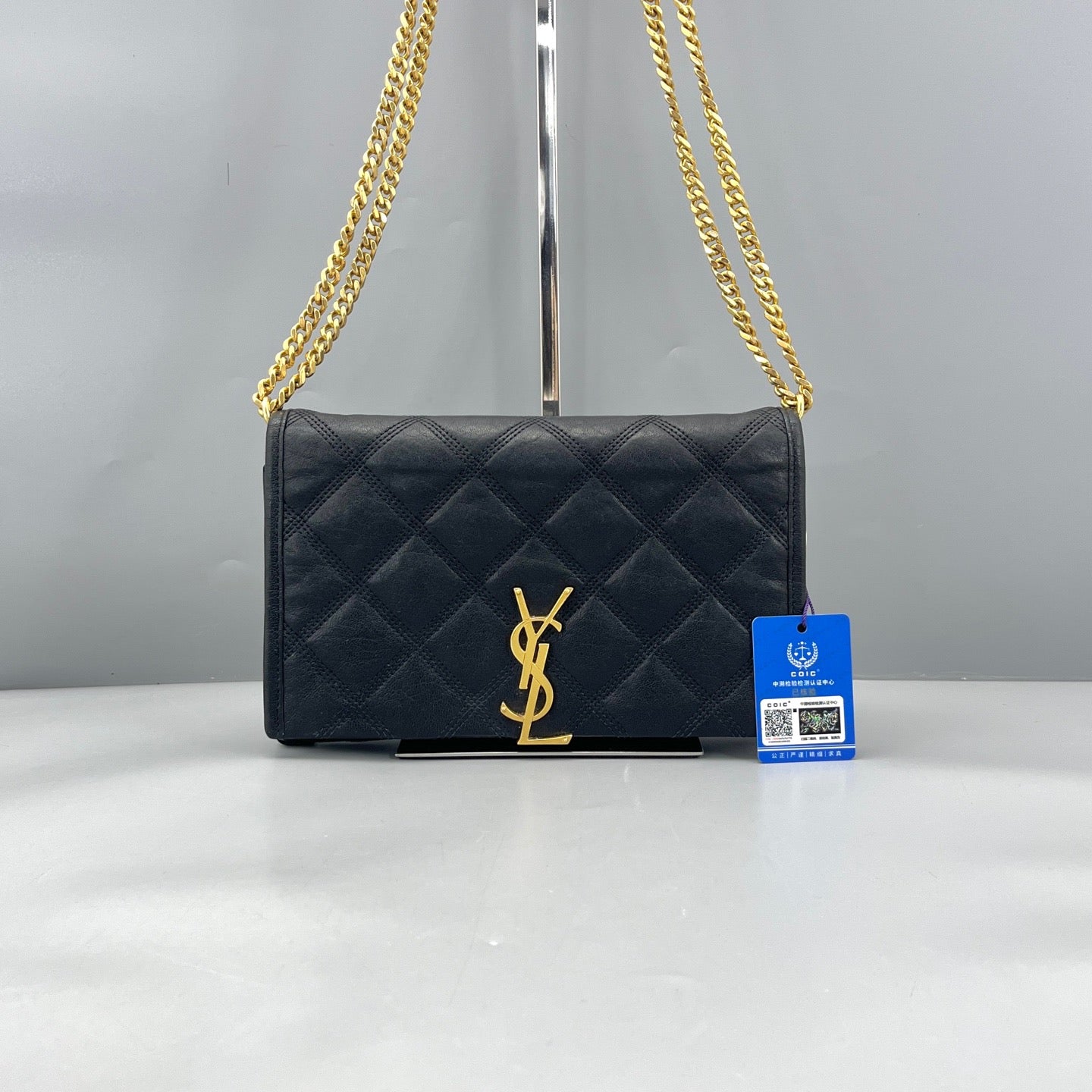 Saint Laurent - Becky Quilted Chain Bag - Leather - Black with Gold-Tone Hardware - (mini)
