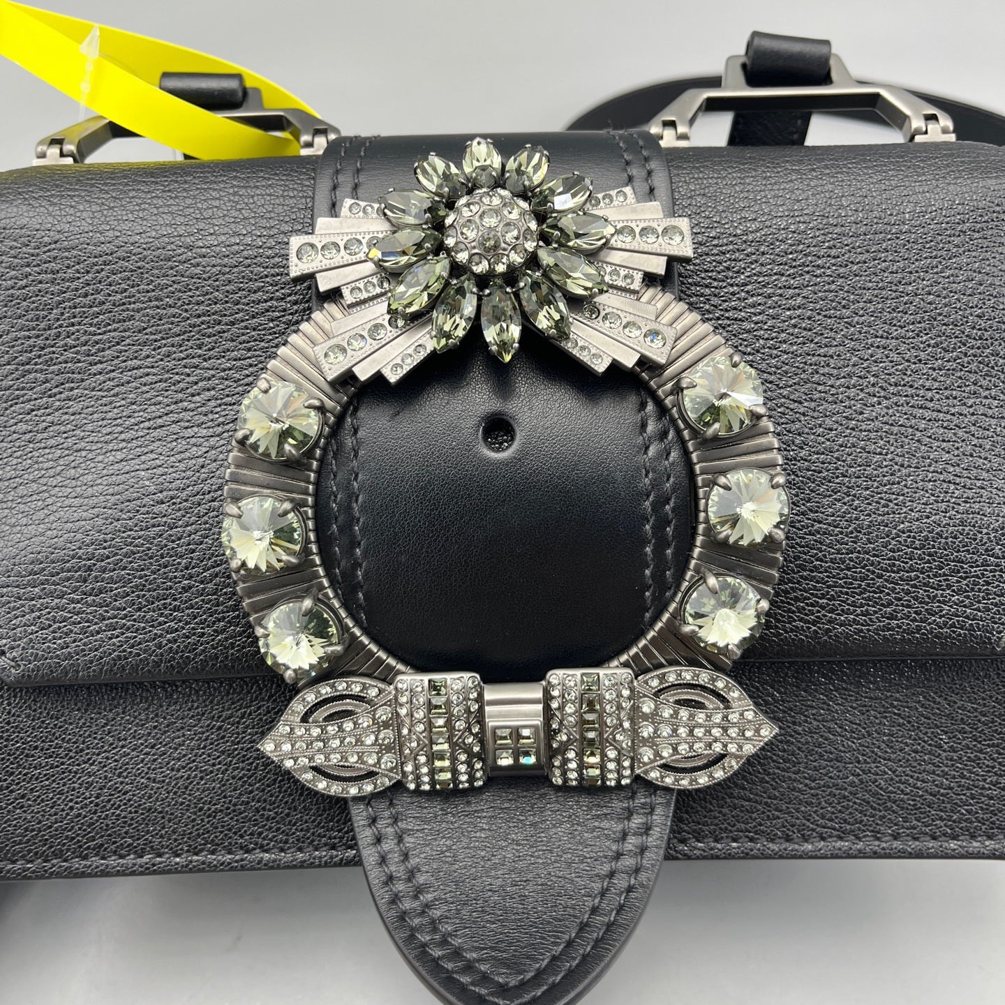 Miu Miu - Crystal buckle shoulder bag - Leather - Black - (Small)
