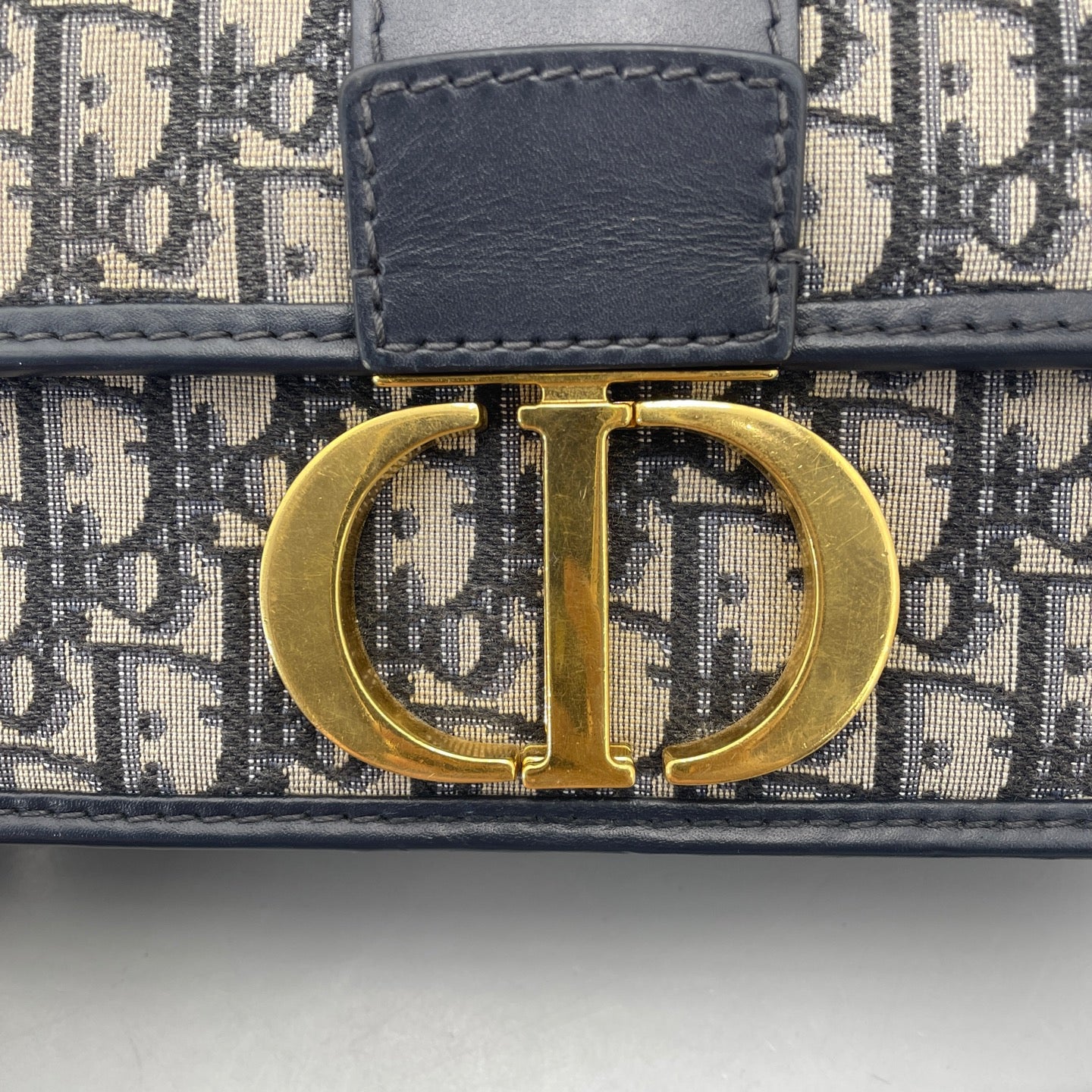 Dior - 30 Montaigne Flap Bag - Dior Oblique jacquard canvas with leather trim - Blue - (medium)