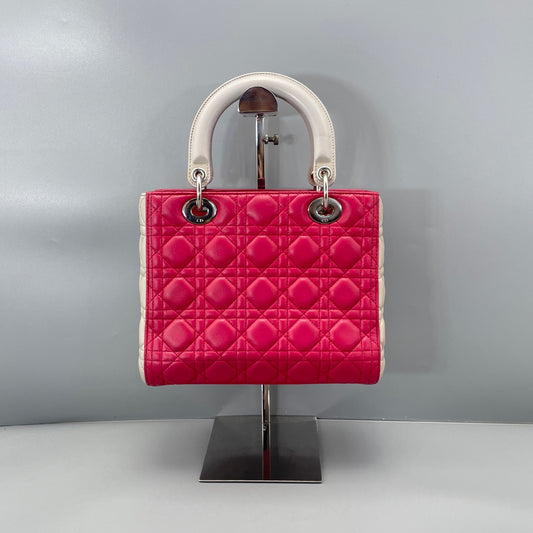 Dior - Lady Dior - Cannage-quilted lambskin leather - Rose Pink with Light Pink accents - (medium)