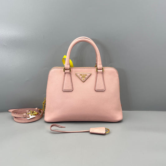 Prada - Saffiano Lux Dome Satchel - Saffiano leather - Pink - (Small)