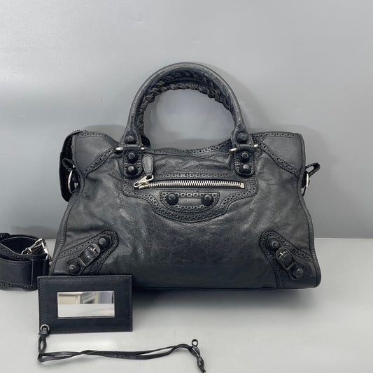 Balenciaga - City - Distressed lambskin leather - Black - (Medium)