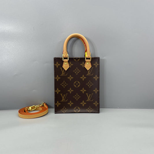 Louis Vuitton - Mini Sac Plat - Monogram coated canvas and Vachetta leather - Brown - (mini)