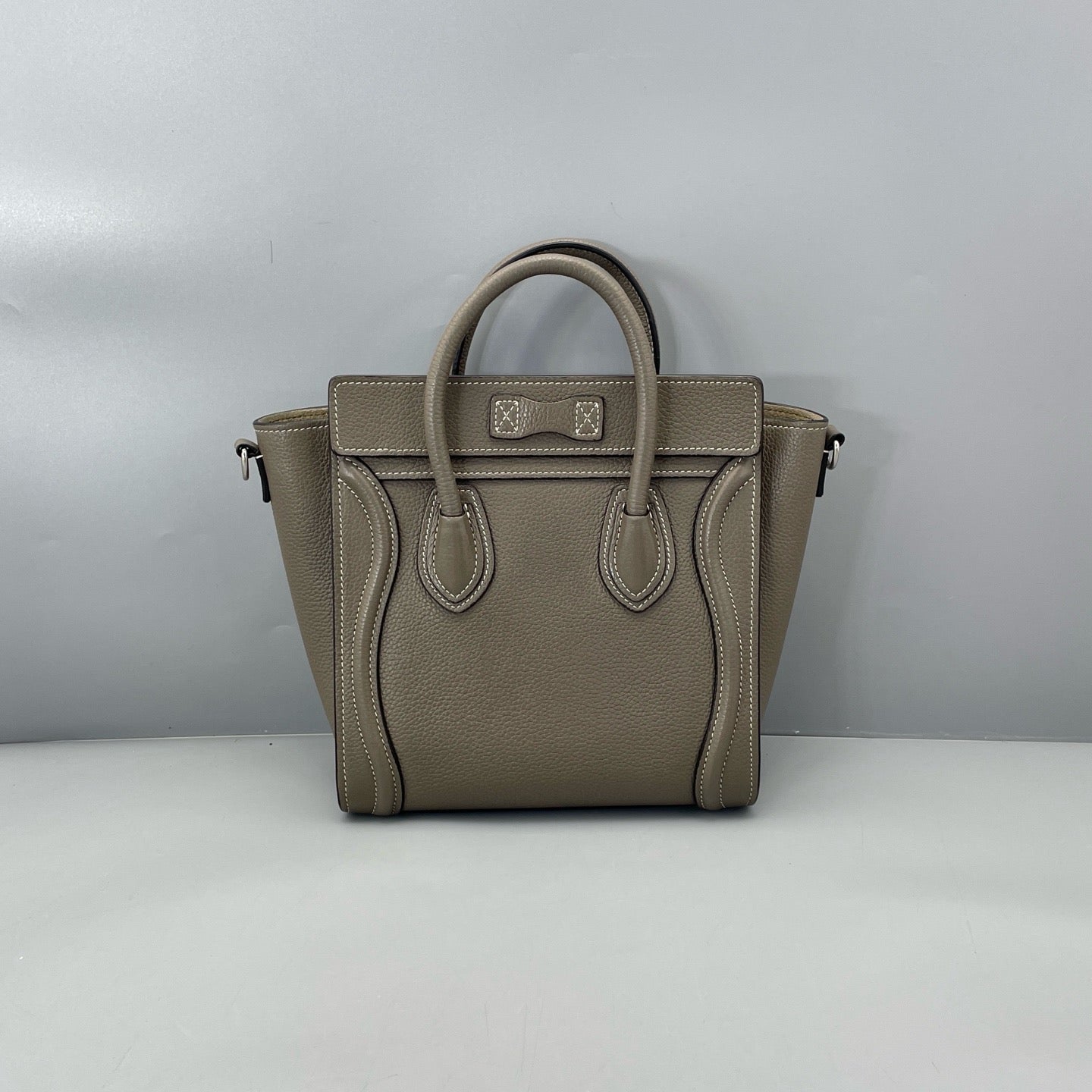 Celine - Luggage Nano - Grained calfskin leather - Elephant Grey with Silver-Tone Hardware - (mini)